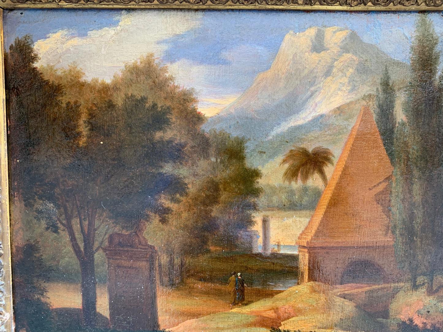 Fantasy landscape with a pyramid and sphinx. Early 19th century.