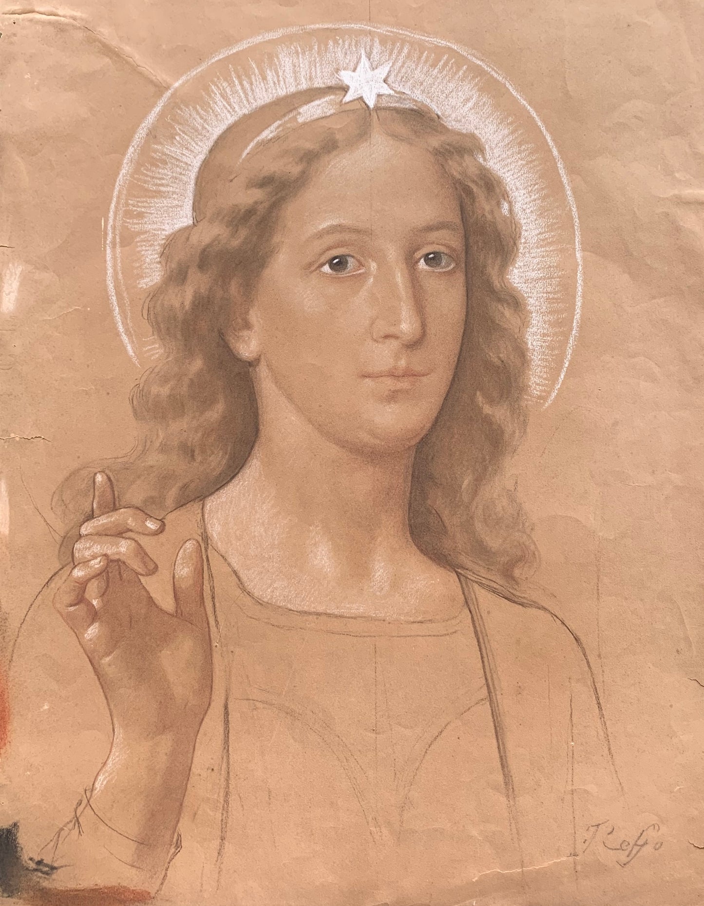 Archangel Gabriel. Study for Annunciation by Enrico Reffo, signed.