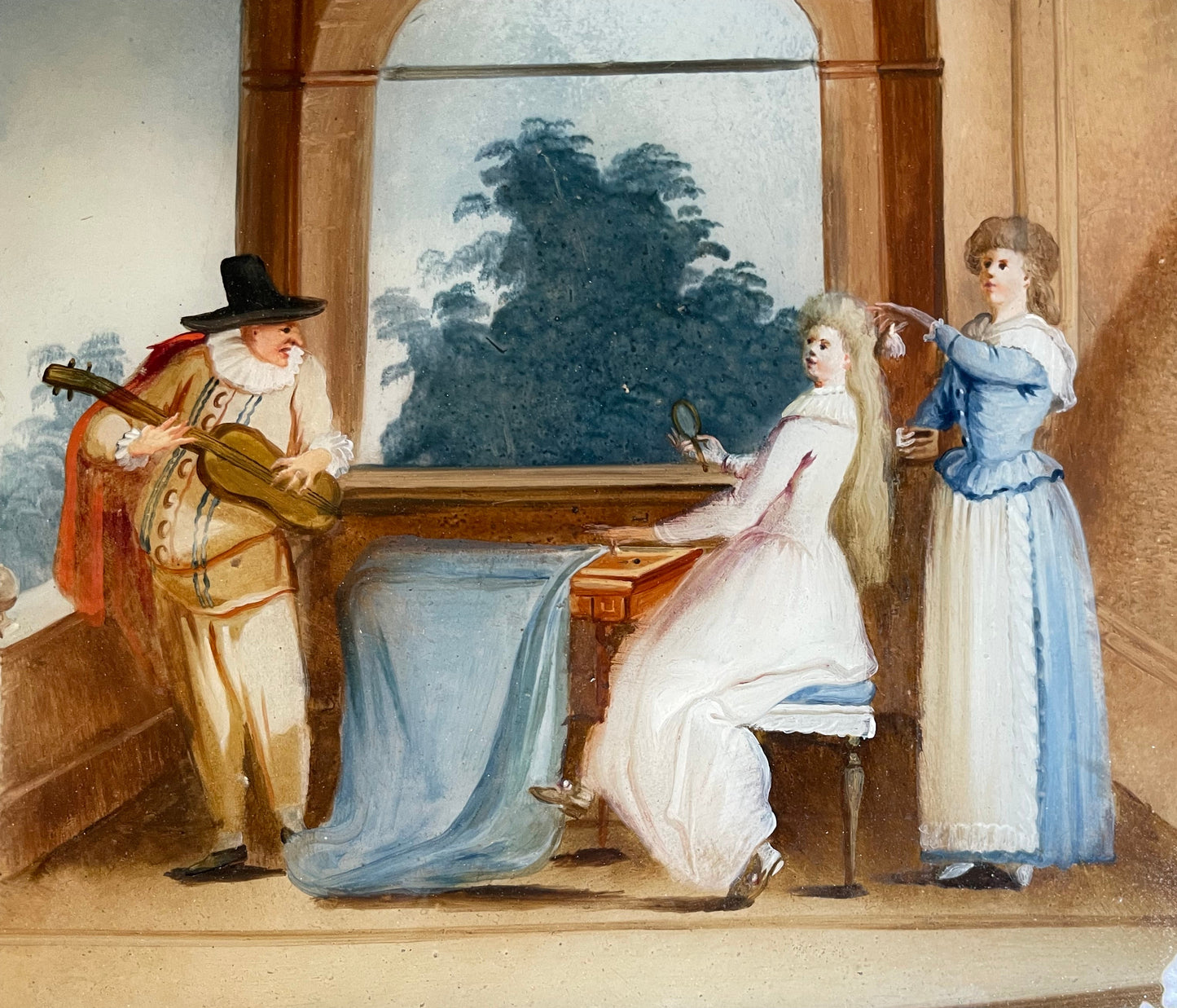 Dipinti sottovetro con scene galanti e musicali nel gusto di Pietro Longhi. Venezia (?) XVIII secolo