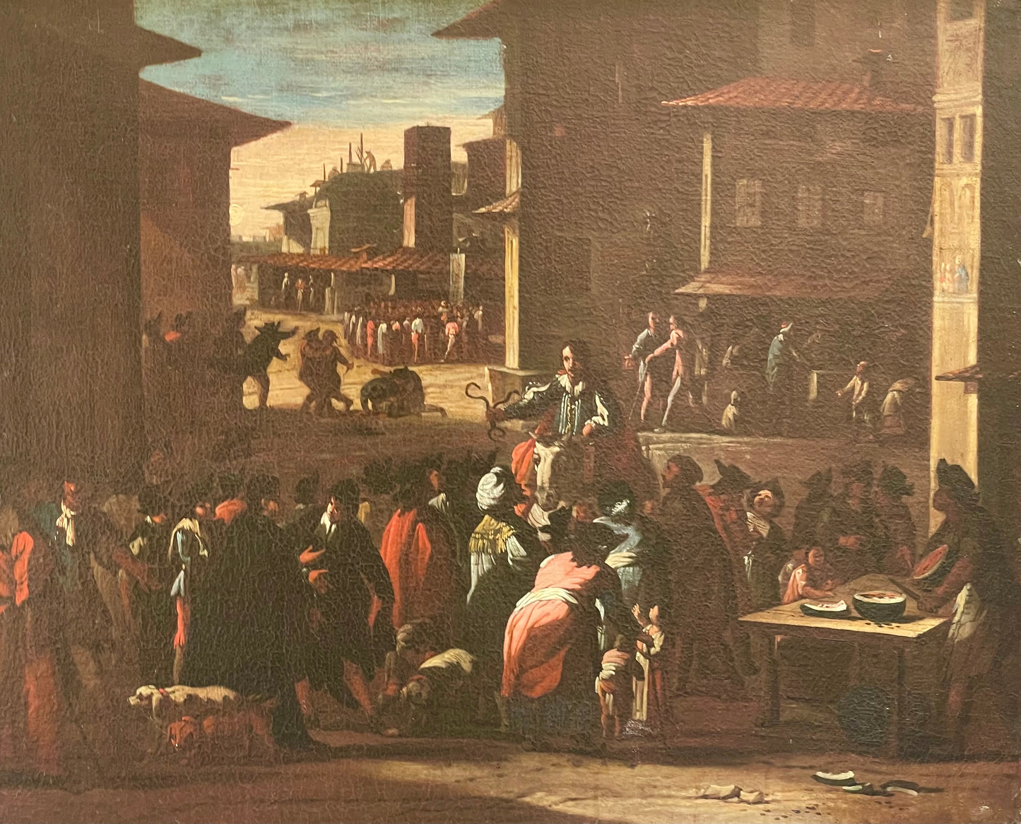 Ciarlatano con serpenti in una piazza di Roma, Bamboccianti, XVII secolo