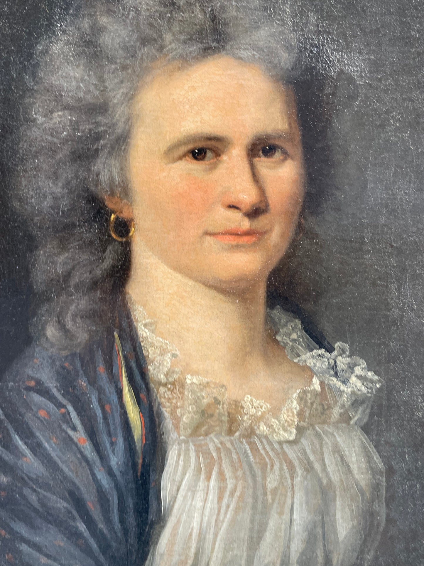 Neoclassical Female Portrait. Chemise à La Reine And Shawl. German Context, Circa 1790