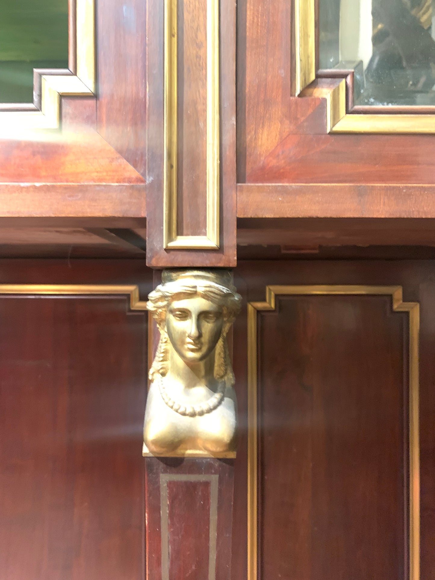 Mahogany Display Cabinet with Neoclassical Bronze Elements: Late 19th Century