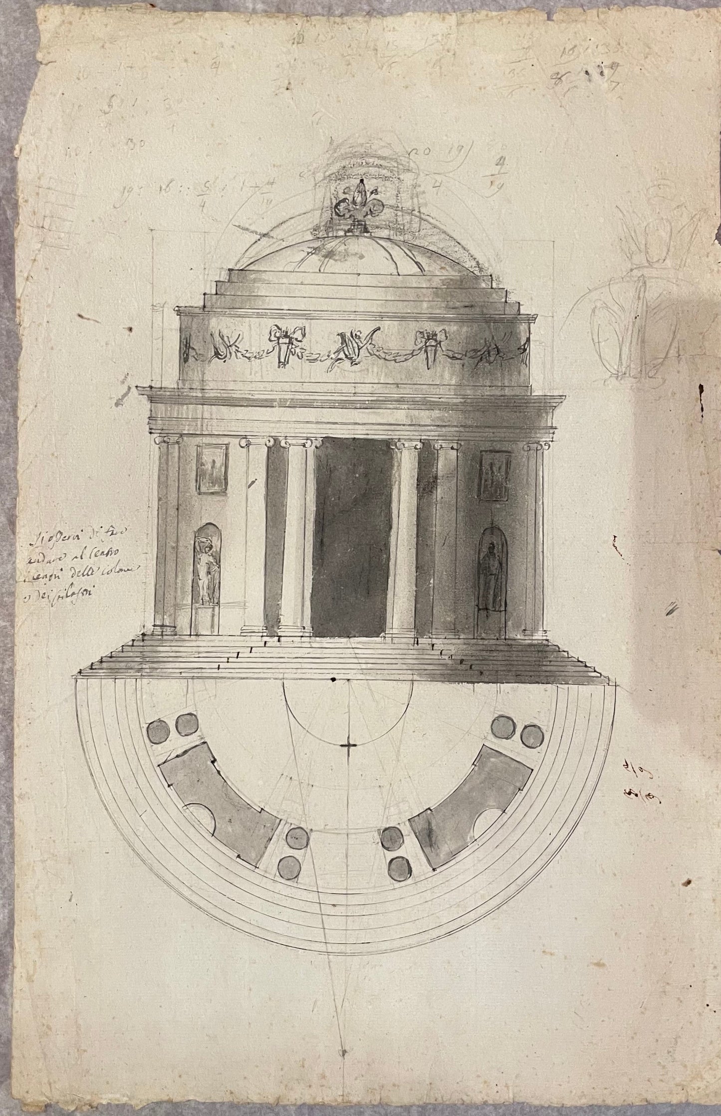 Onofrio Boni (Cortona, 1739 – Firenze, 1815)
Progetto per edificio rotondo destinato al gruppo della Niobe, Firenze, circa 1773