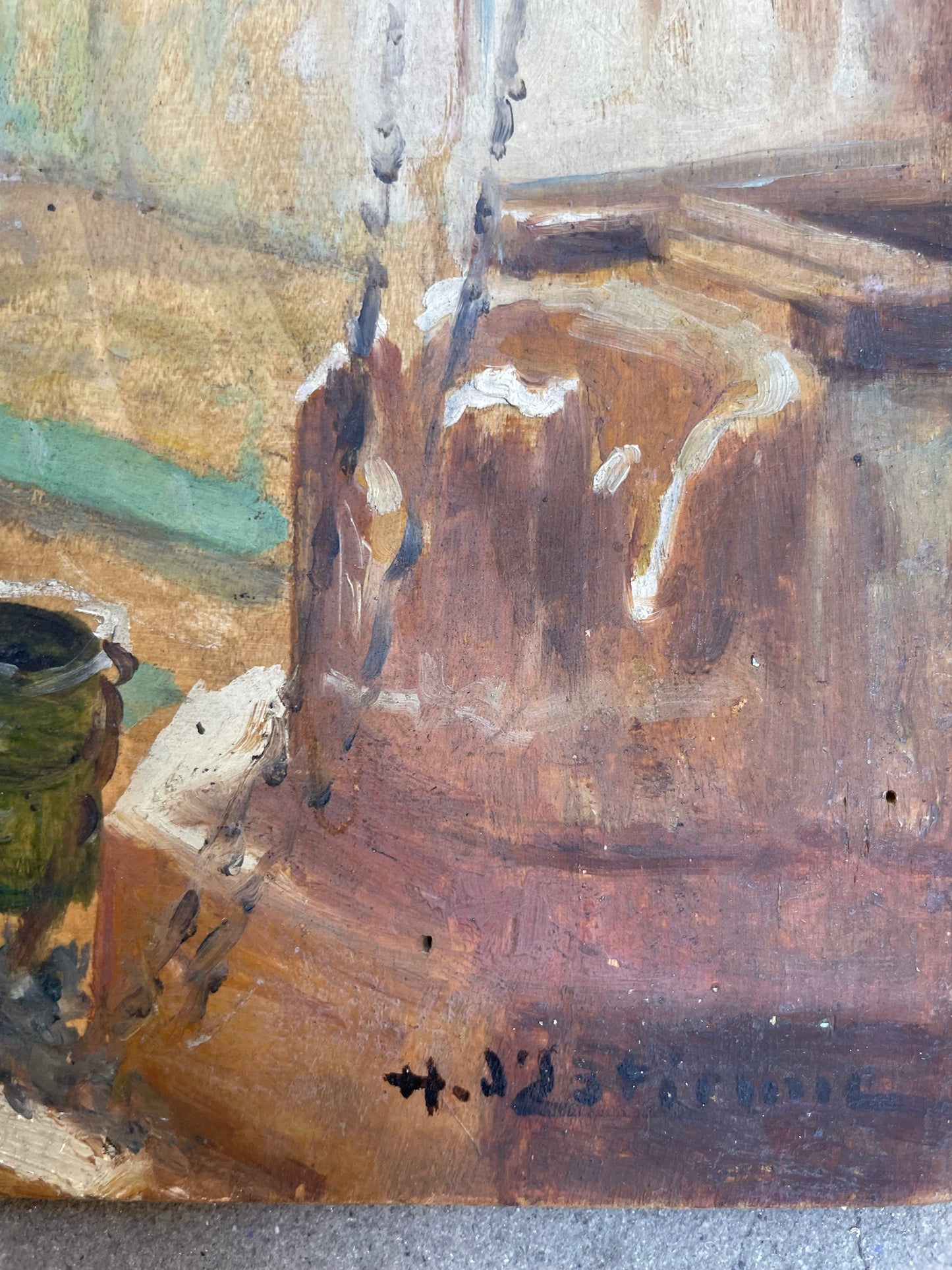 Henry d’Estienne (1872-1949) – Cortile interno nordafricano con pozzo e colonna