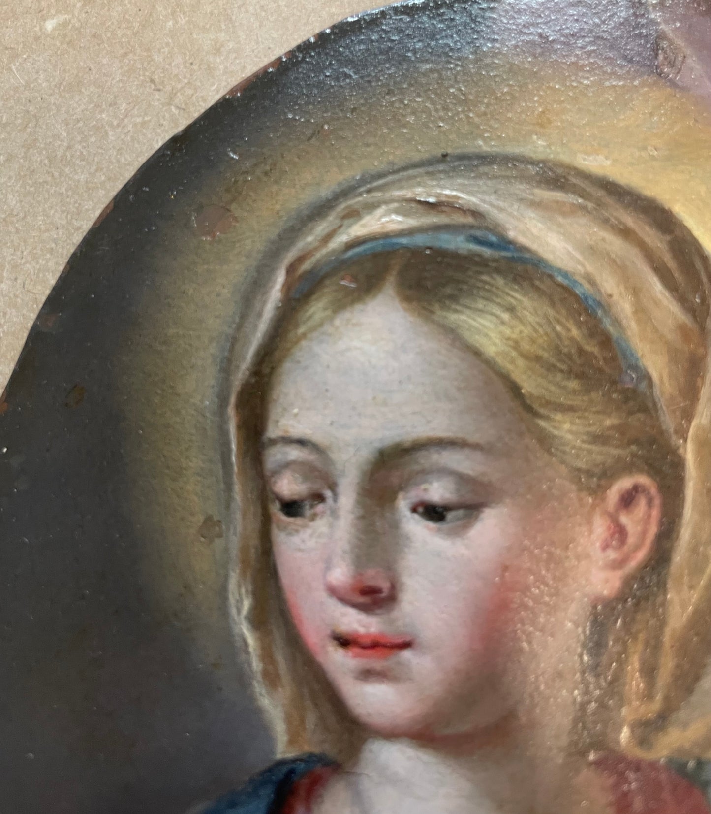 XVIII century Neapolitan school Praying Madonna. Oil on copper, Cm 16x12.