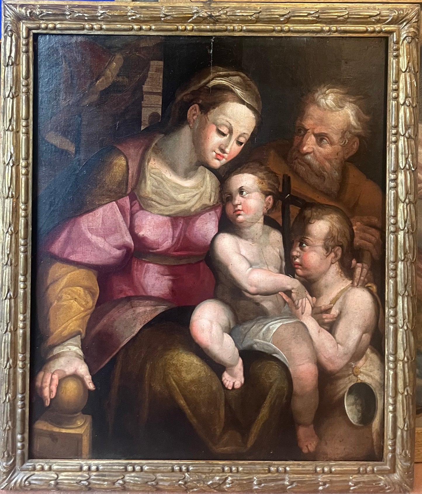 Sacra Famiglia con San Giovannino Ambito di Orazio Samacchini Scuola Bolognese XVI sec
