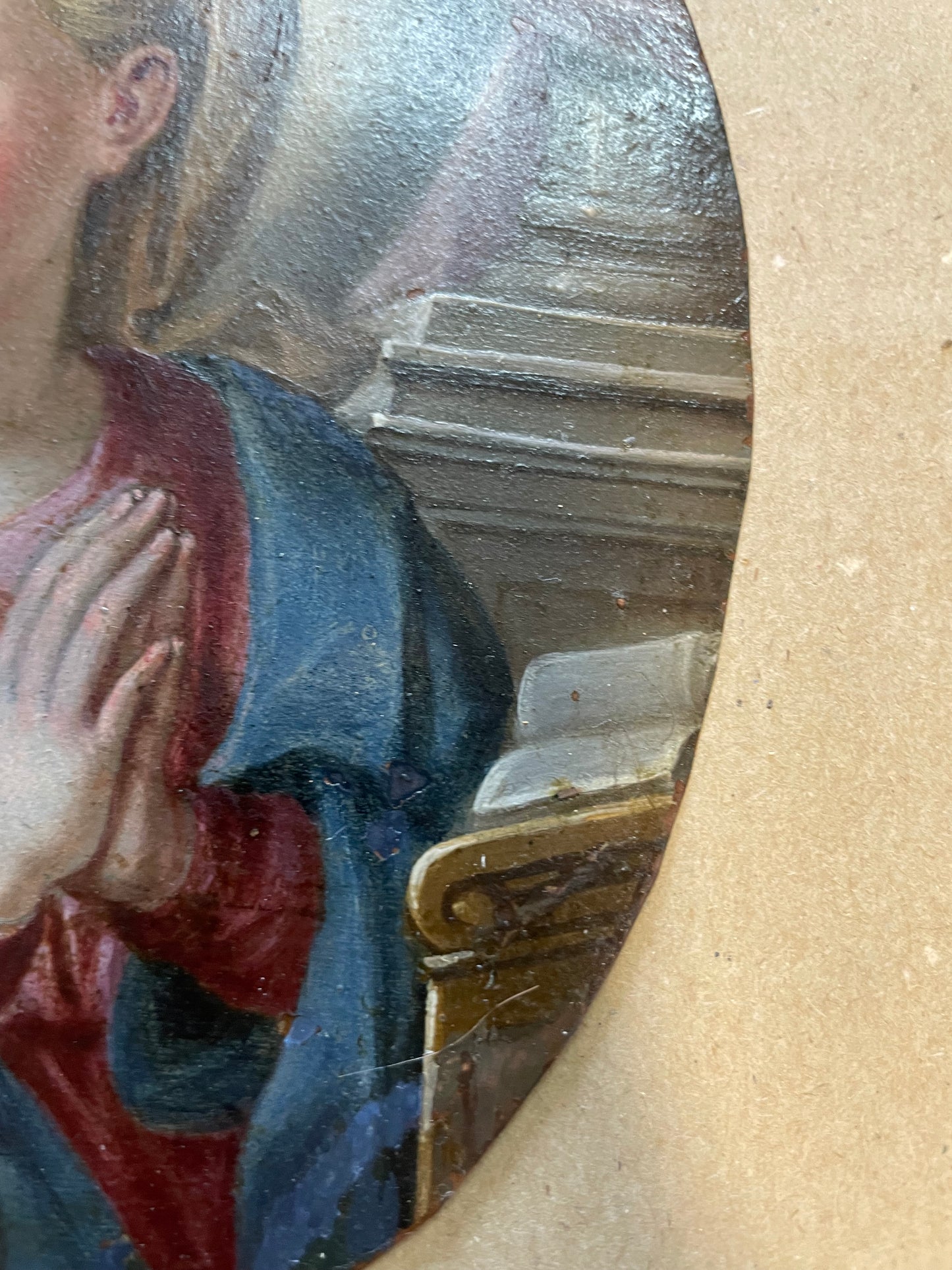 XVIII century Neapolitan school Praying Madonna. Oil on copper, Cm 16x12.