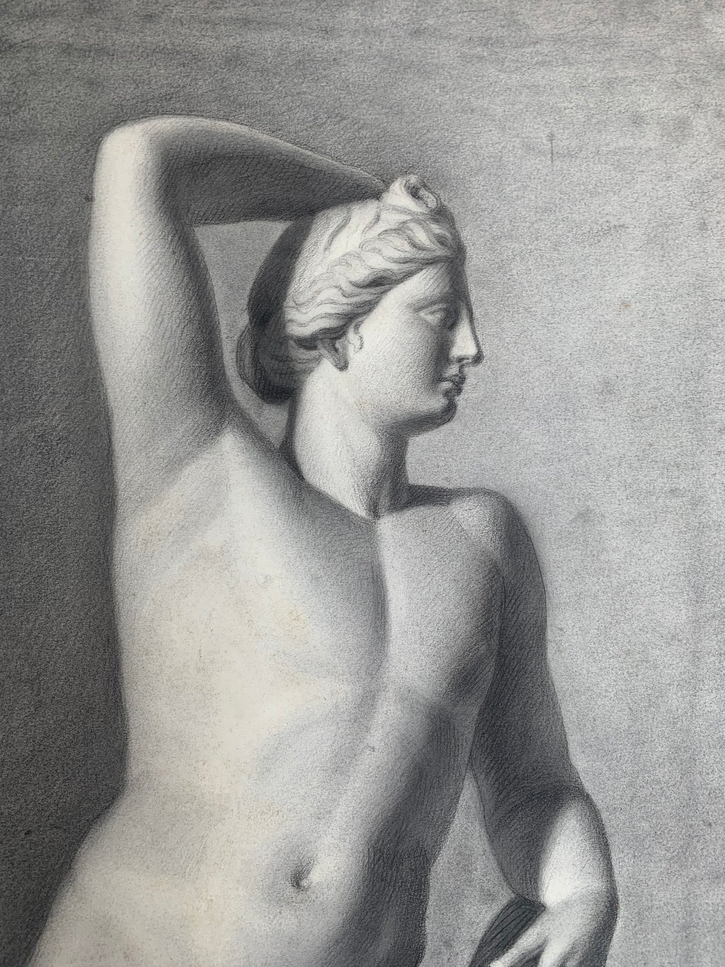 Italian Academic Drawing: Apollino degli Uffizi. XIX Century, 68 cm x 50 cm