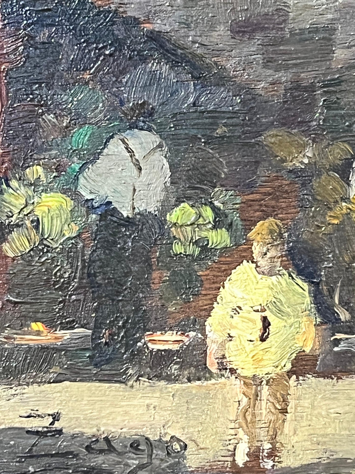 Erma Zago (1880-1942), Piccola veduta di Venezia con mercato presso una chiesa