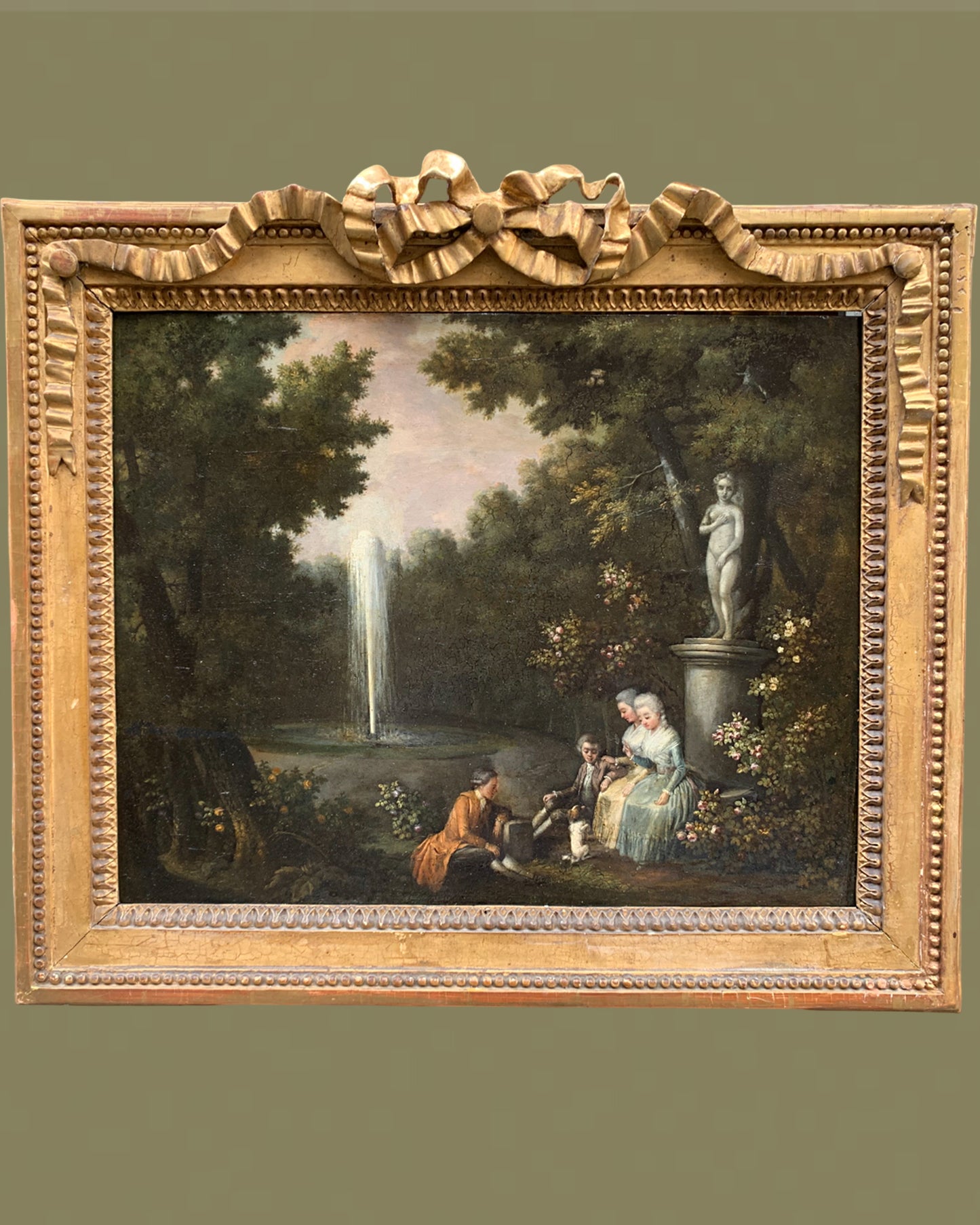 Gallant Conversation at the Foot of Venus. Oil on parqueted panel, circa 1830-1840.