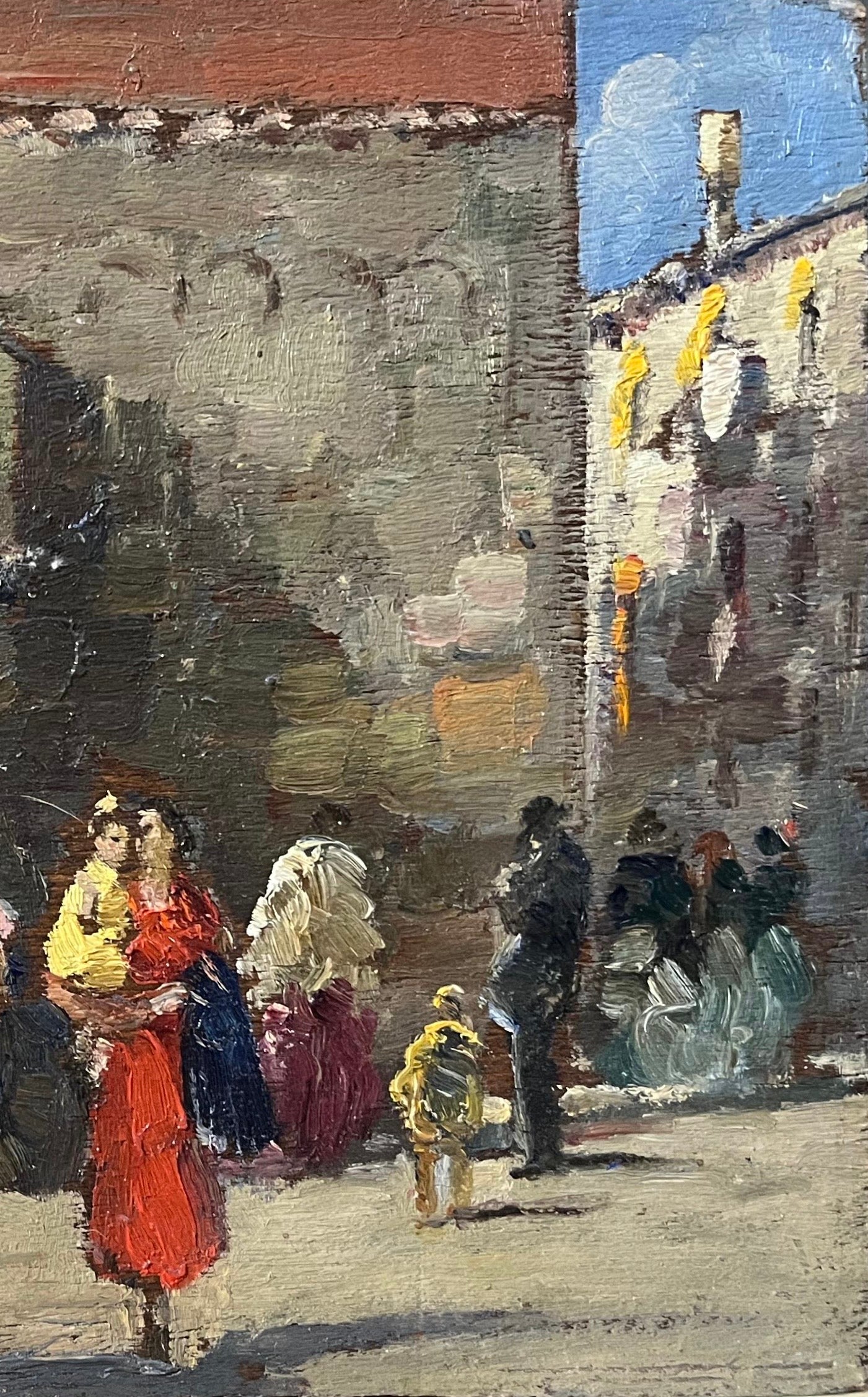 Erma Zago (1880-1942), Piccola veduta di Venezia con mercato presso una chiesa