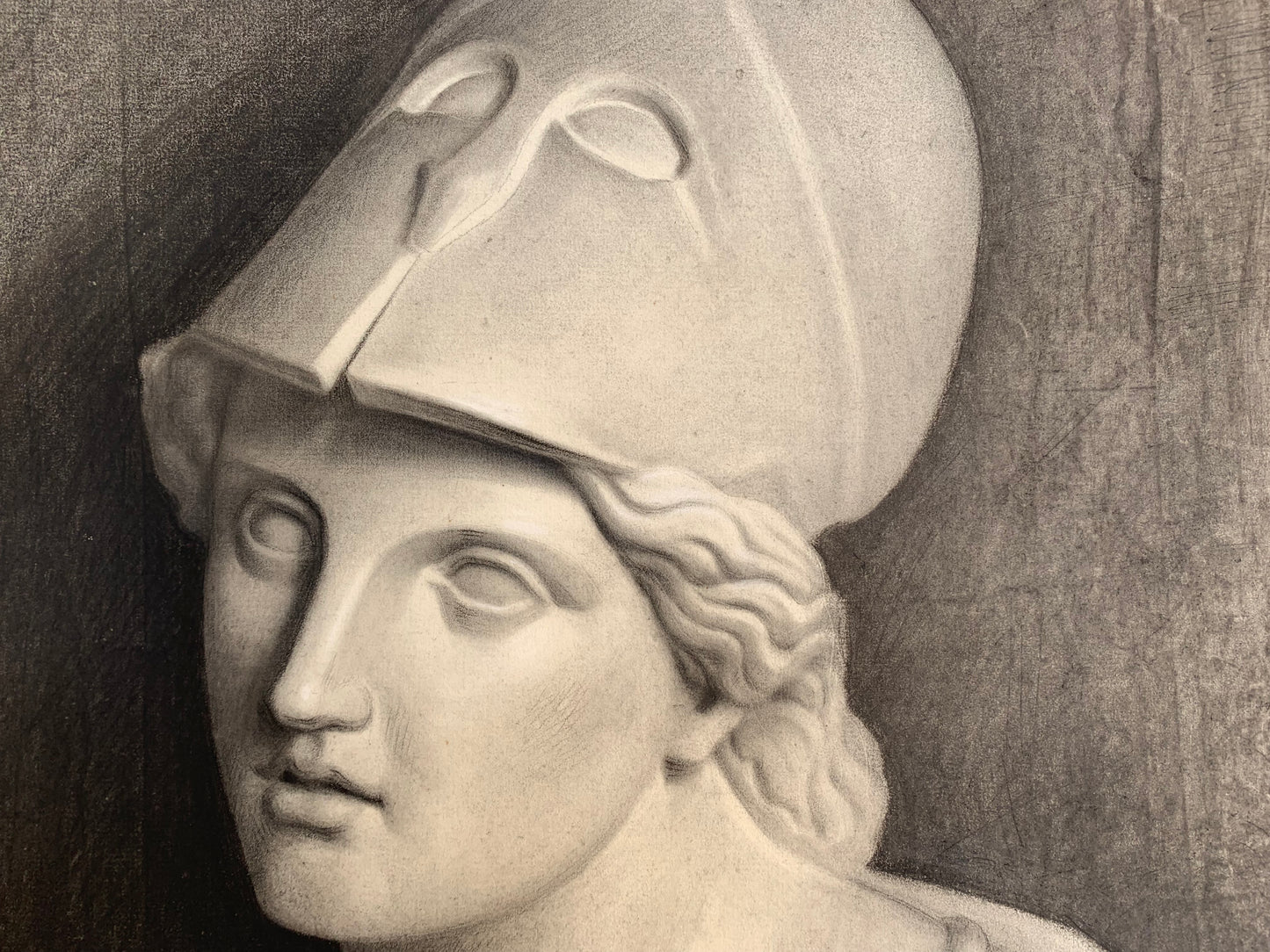 Study Of The Bust Of Pallas Athena. 19th Century Academic Drawing