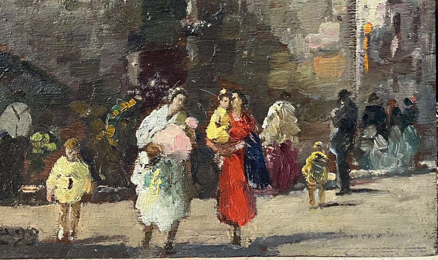 Erma Zago (1880-1942), Piccola veduta di Venezia con mercato presso una chiesa
