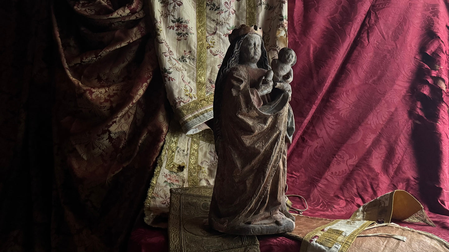 Gotico tedesco. Scultura in legno policromo. Intorno al 1500. Da restaurare.