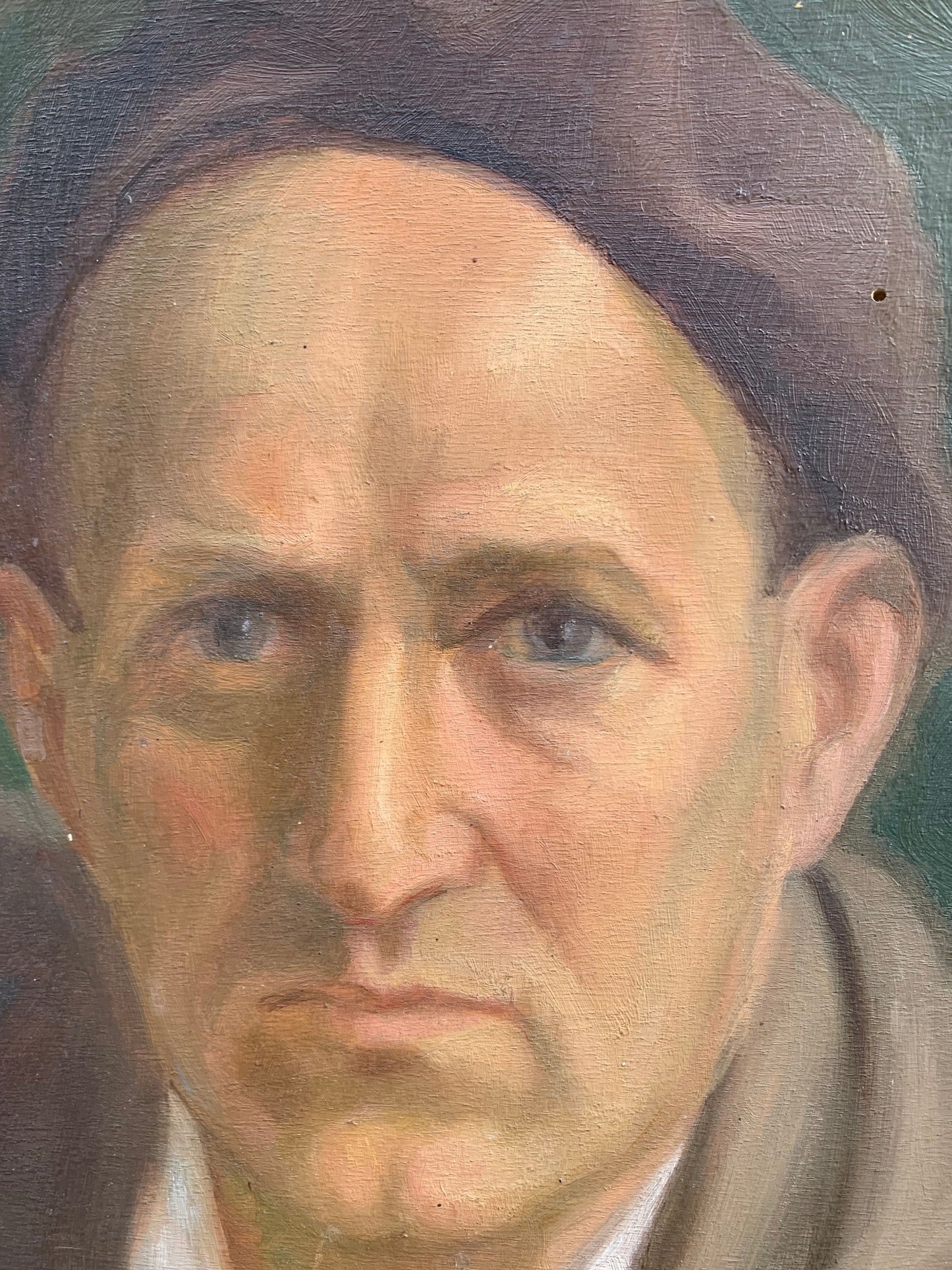 Self-portrait of the painter with beret and brush in hand, 1930s