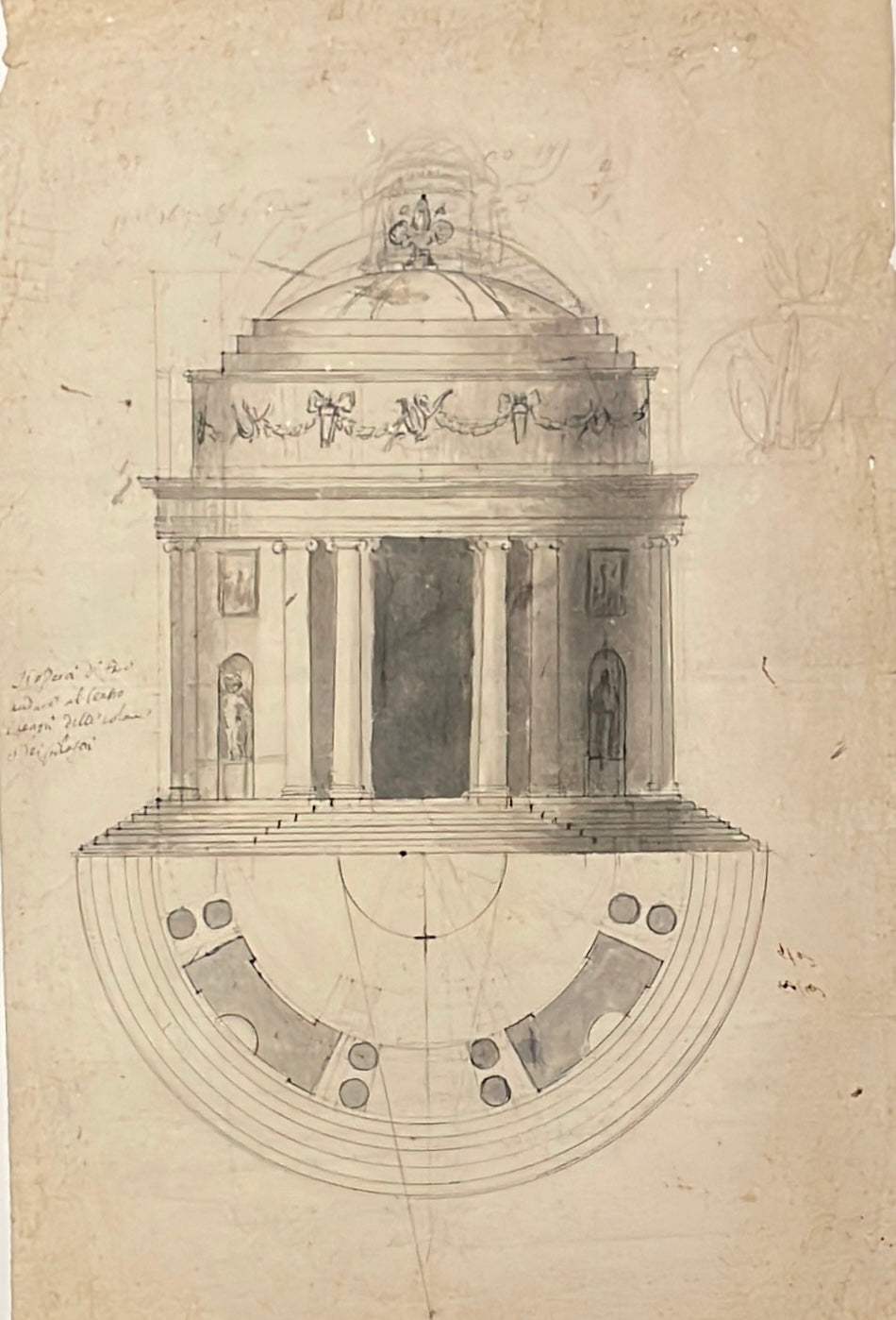 Onofrio Boni (Cortona, 1739 – Firenze, 1815)
Progetto per edificio rotondo destinato al gruppo della Niobe, Firenze, circa 1773