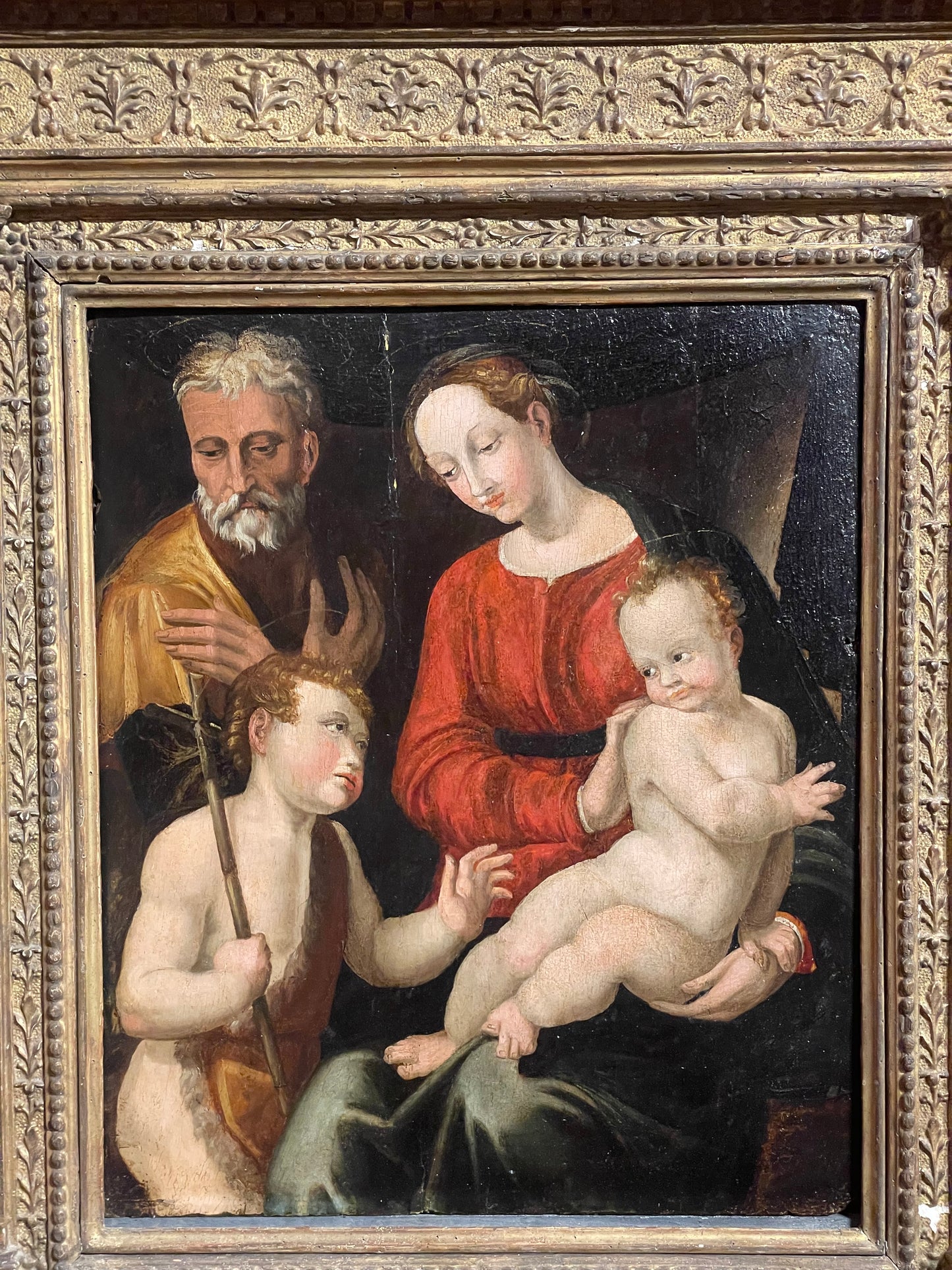 Scuola toscana (ambito fiorentino), fine XVI secolo. Sacra famiglia con San Giuseppe

Sacra Famiglia con la Vergine, il Bambino Gesù, San Giovannino e San Giuseppe