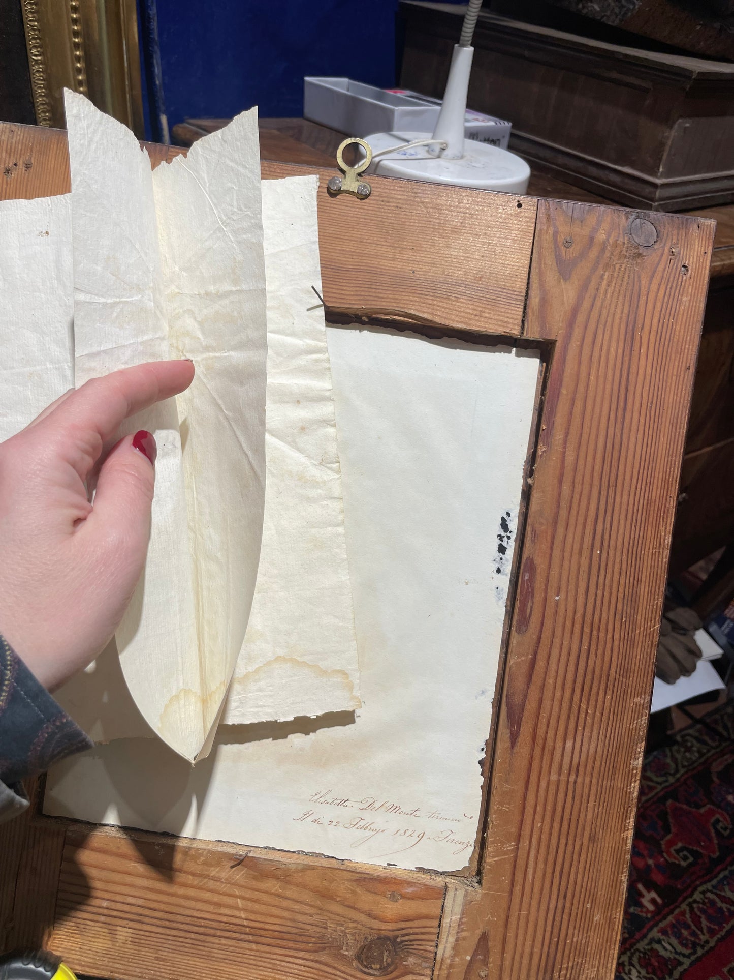 Acquerello ottocentesco nelle campagne toscane presso Firenze, Elisabetta Del Monte Bourbon, firmato e datato 1829