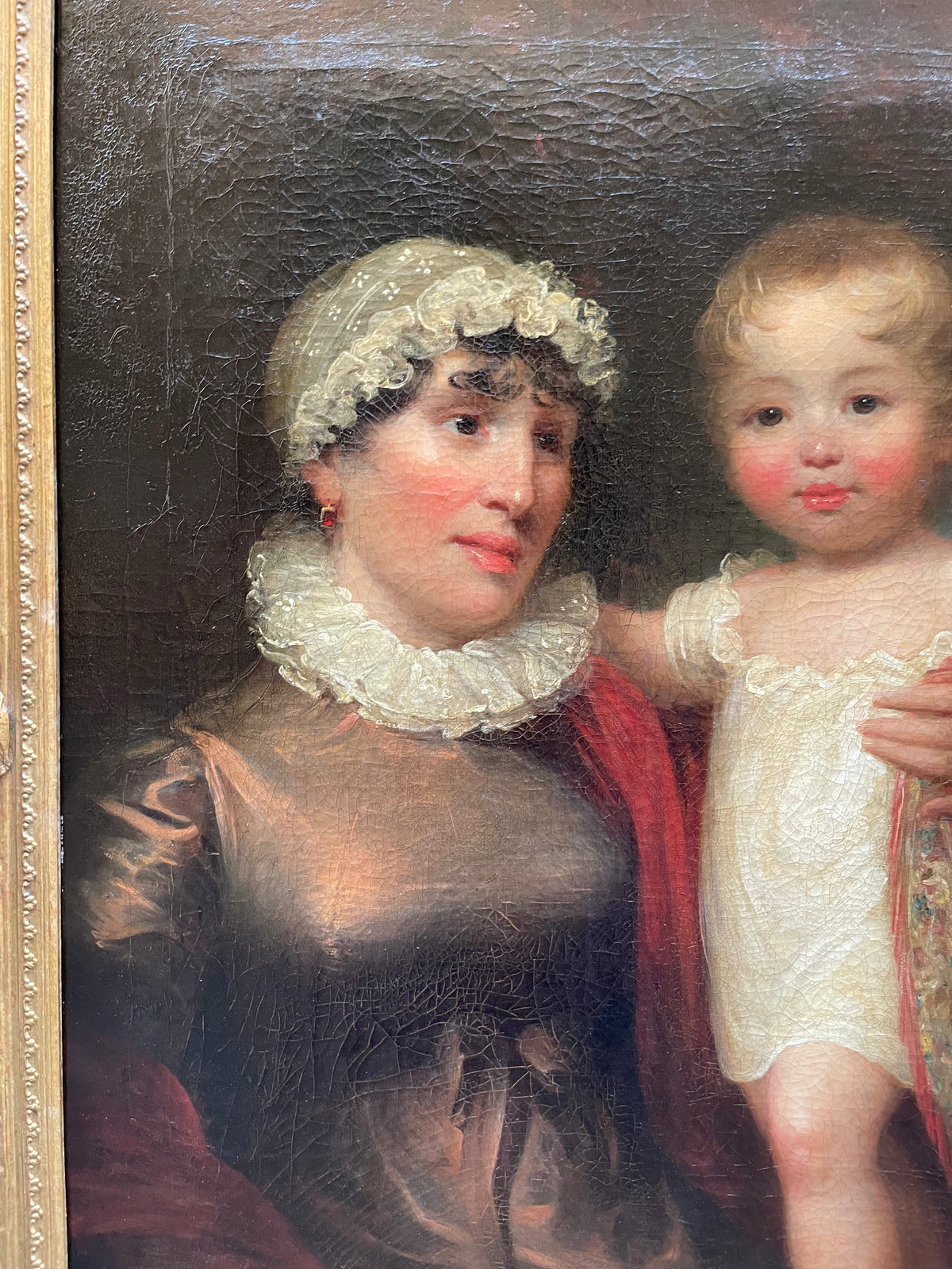 Ritratto di madre e figlio, scuola inglese, Regency 1815-1820, firmato James Green
