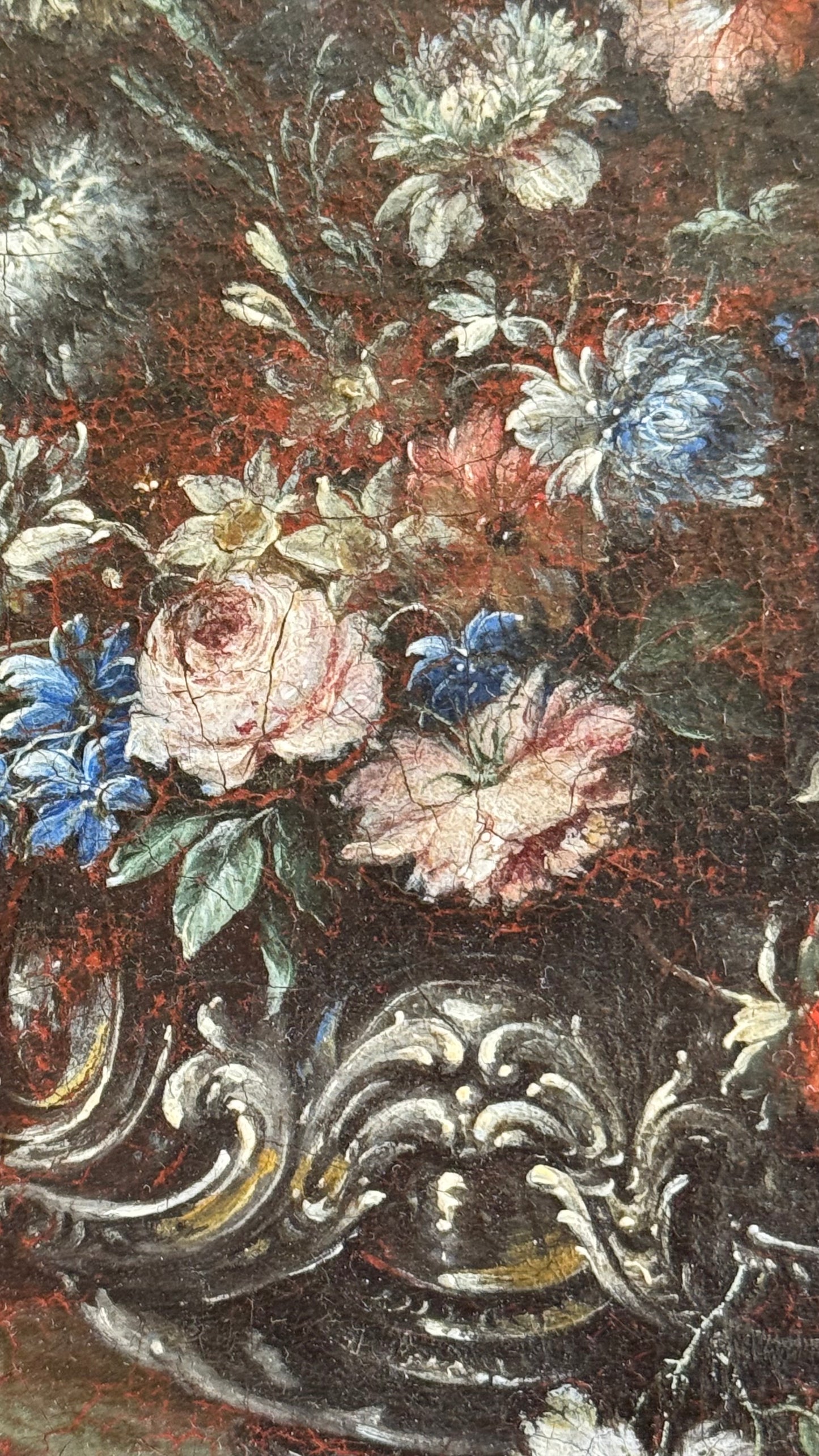 Gaspare Lopez, attribuzione Natura morta con fontana, obelisco e cascata di fiori in un giardino, Napoli, c. 1720