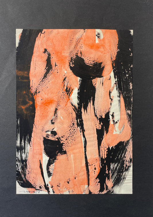 Anja Decker, pittura astratta gestuale a tempera su carta, anni ’50 – 29,5 x 21 cm