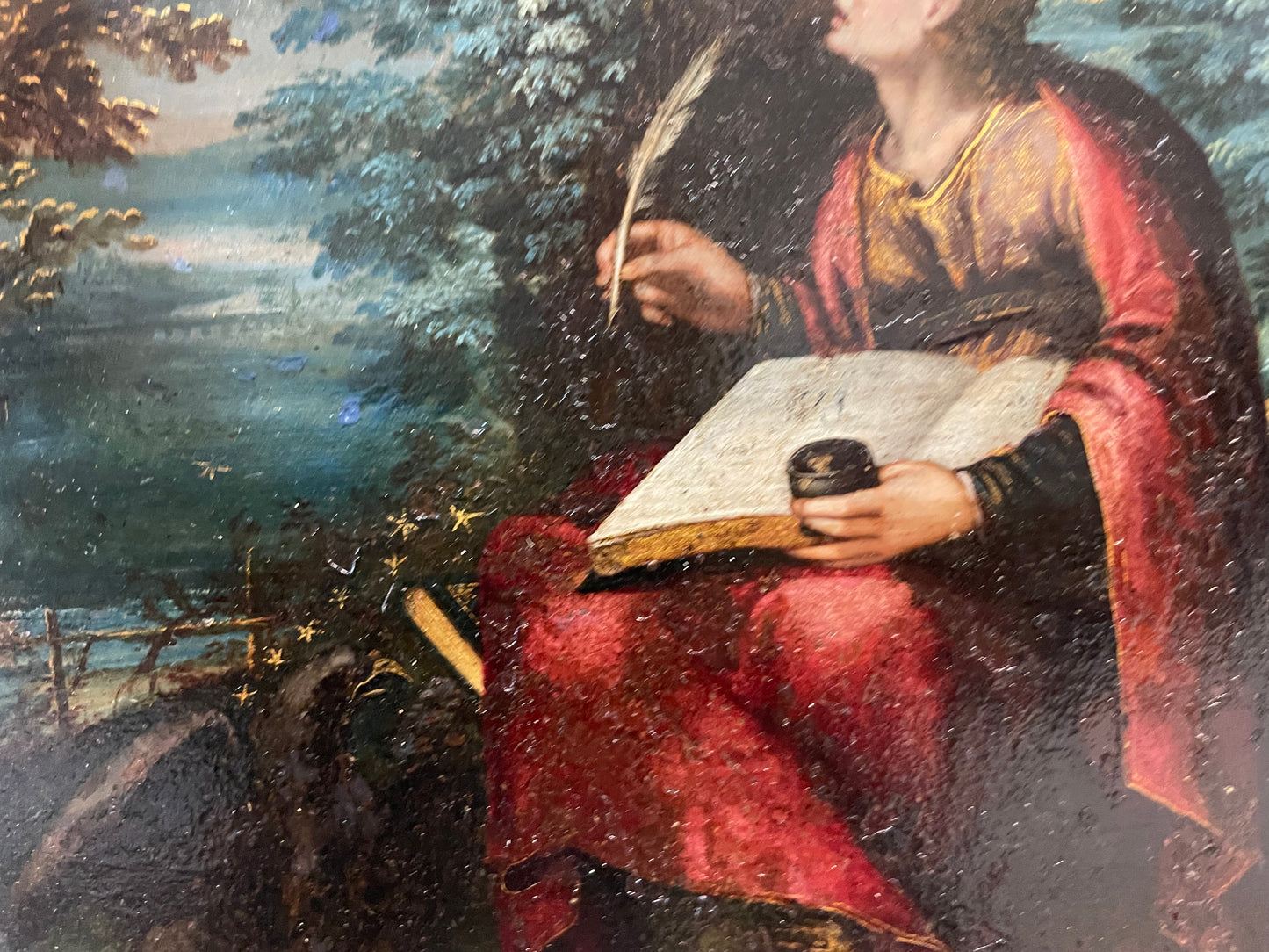 Saint John the Evangelist on Patmos. Apocalyptic Vision with the Virgin and the Dragon, Flemish School, ca. 1620