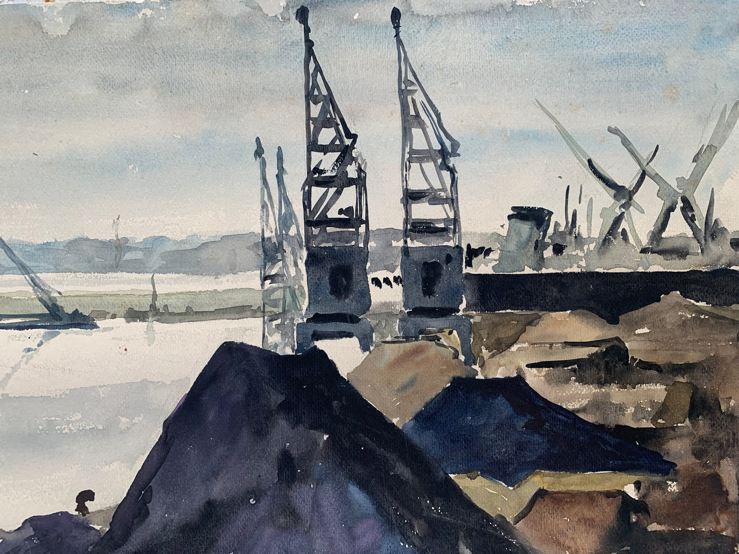 The port of Terragon.  Watercolor about 1940-1950.
