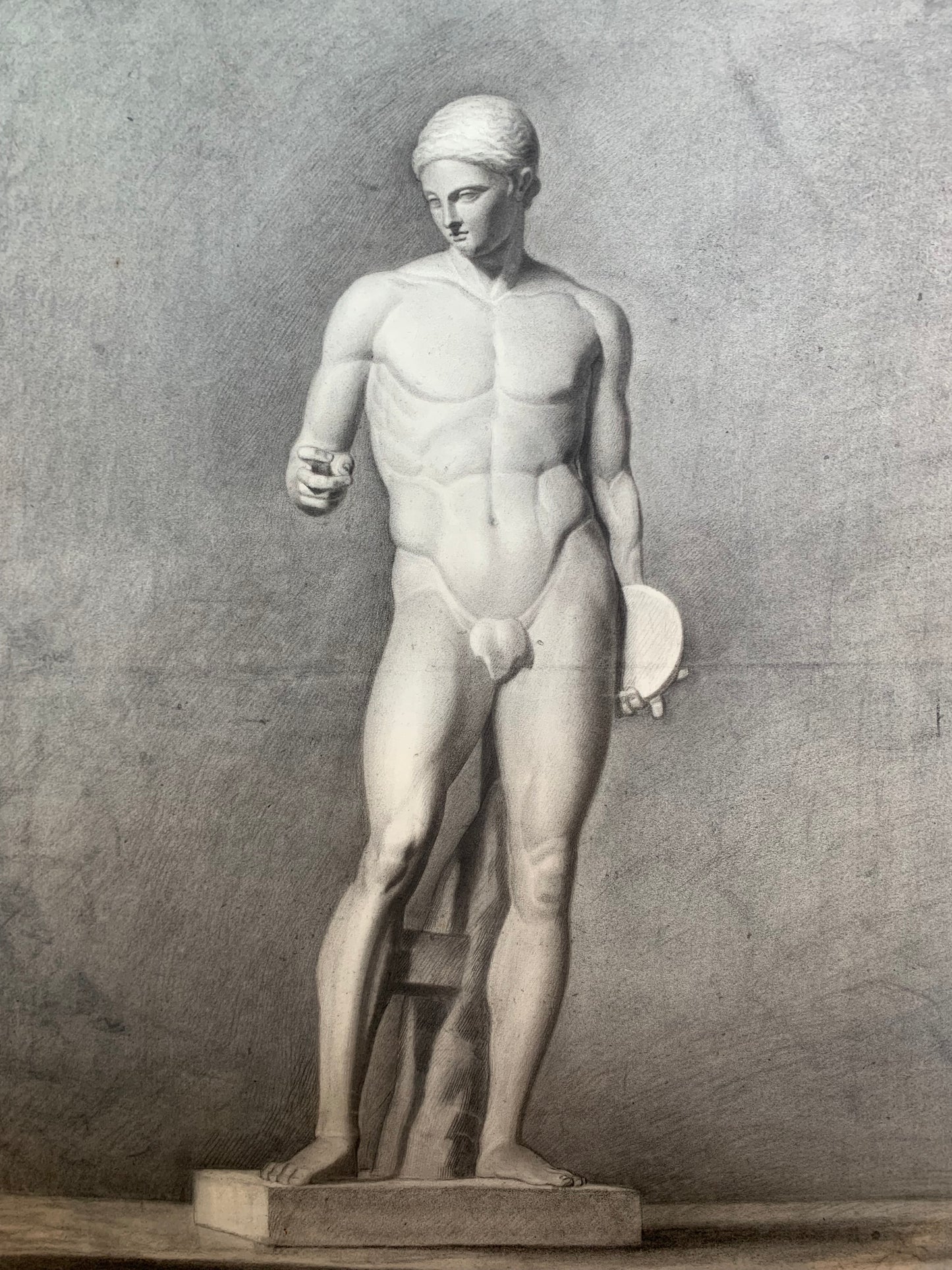 Discophoros by Polyclitus from British Museum. Italian academic drawing. XIX century.