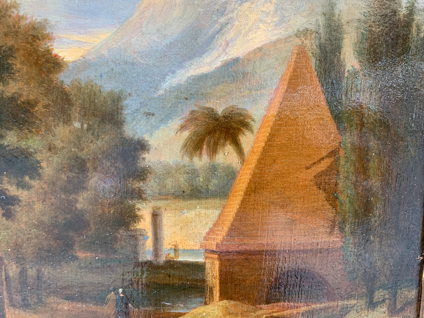 Fantasy landscape with a pyramid and sphinx. Early 19th century.