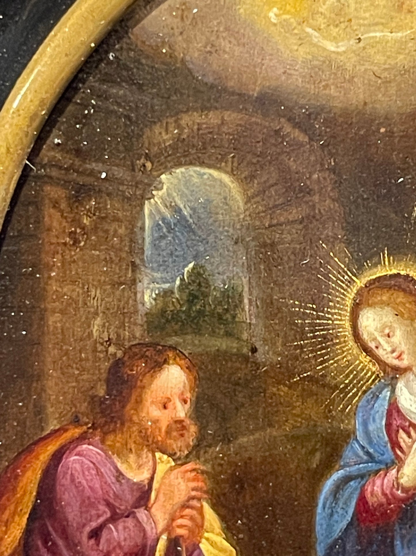 Reserved adorazione dei pastori. Scuola fiamminga, XVII secolo. Olio su rame