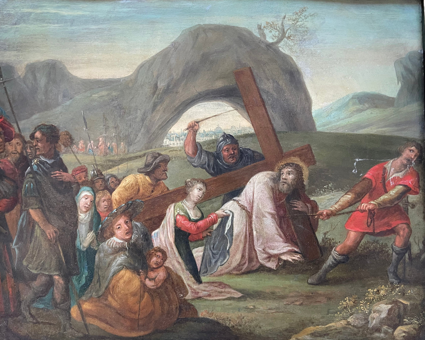Christ Carrying the Cross with Saint Veronica – Flemish School, late 17th / early 18th century