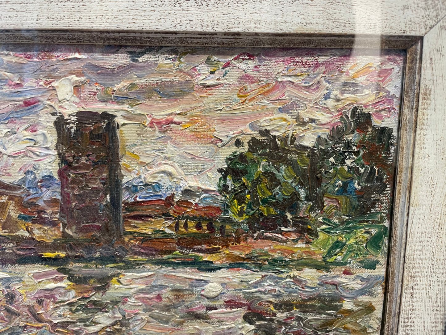 Guido Borgianni. View of Florence with part of medieval walls: Santa Rosa tower and river Arno. Circa 1960.