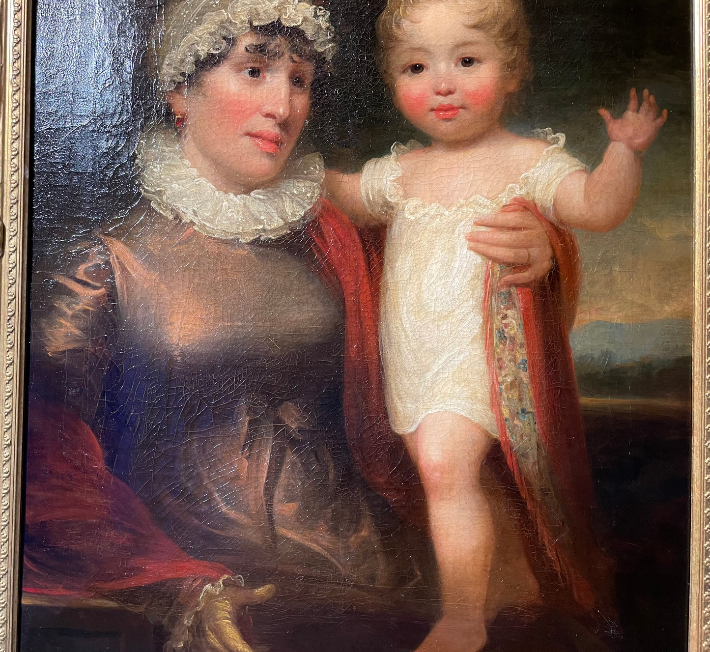 Ritratto di madre e figlio, scuola inglese, Regency 1815-1820, firmato James Green