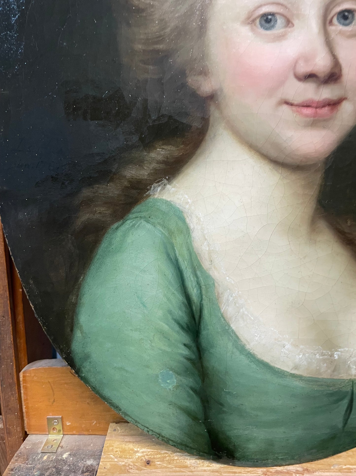 Darbes, Joseph Friedrich August. Oval Portrait of Woman in a Green dress. Signed and dated 1781. Rossika