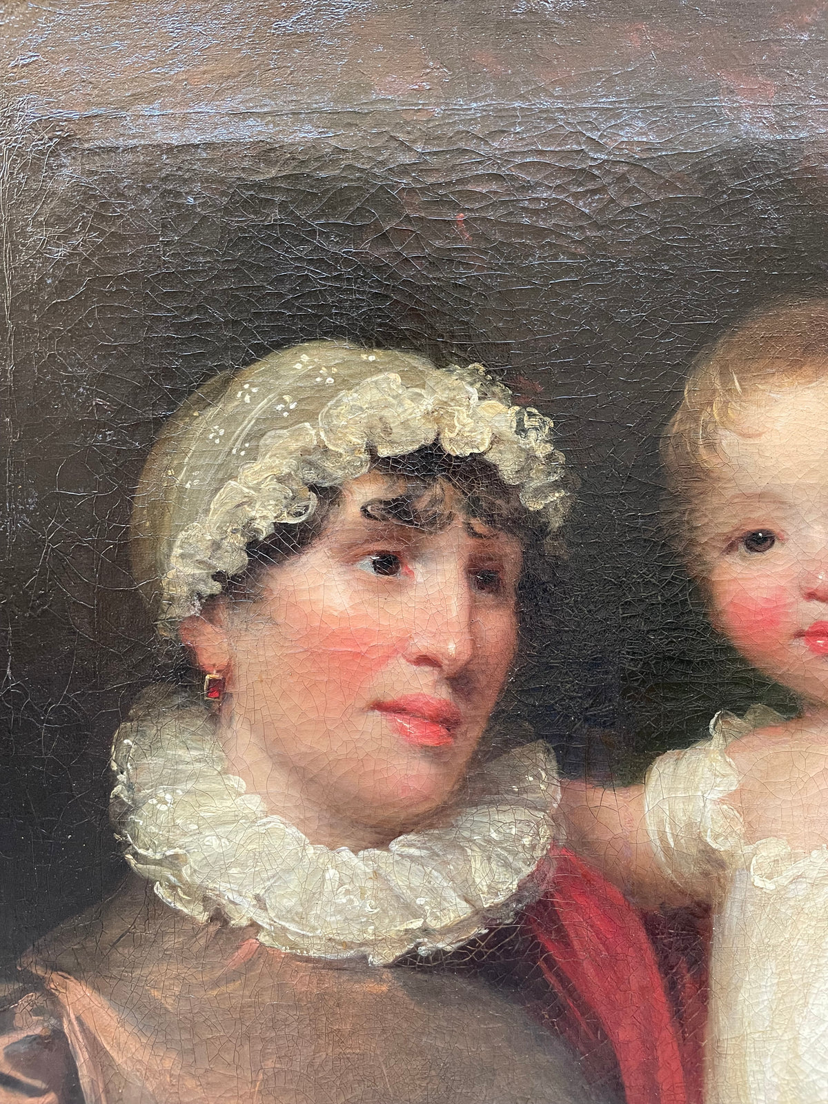Ritratto di madre e figlio, scuola inglese, Regency 1815-1820, firmato James Green