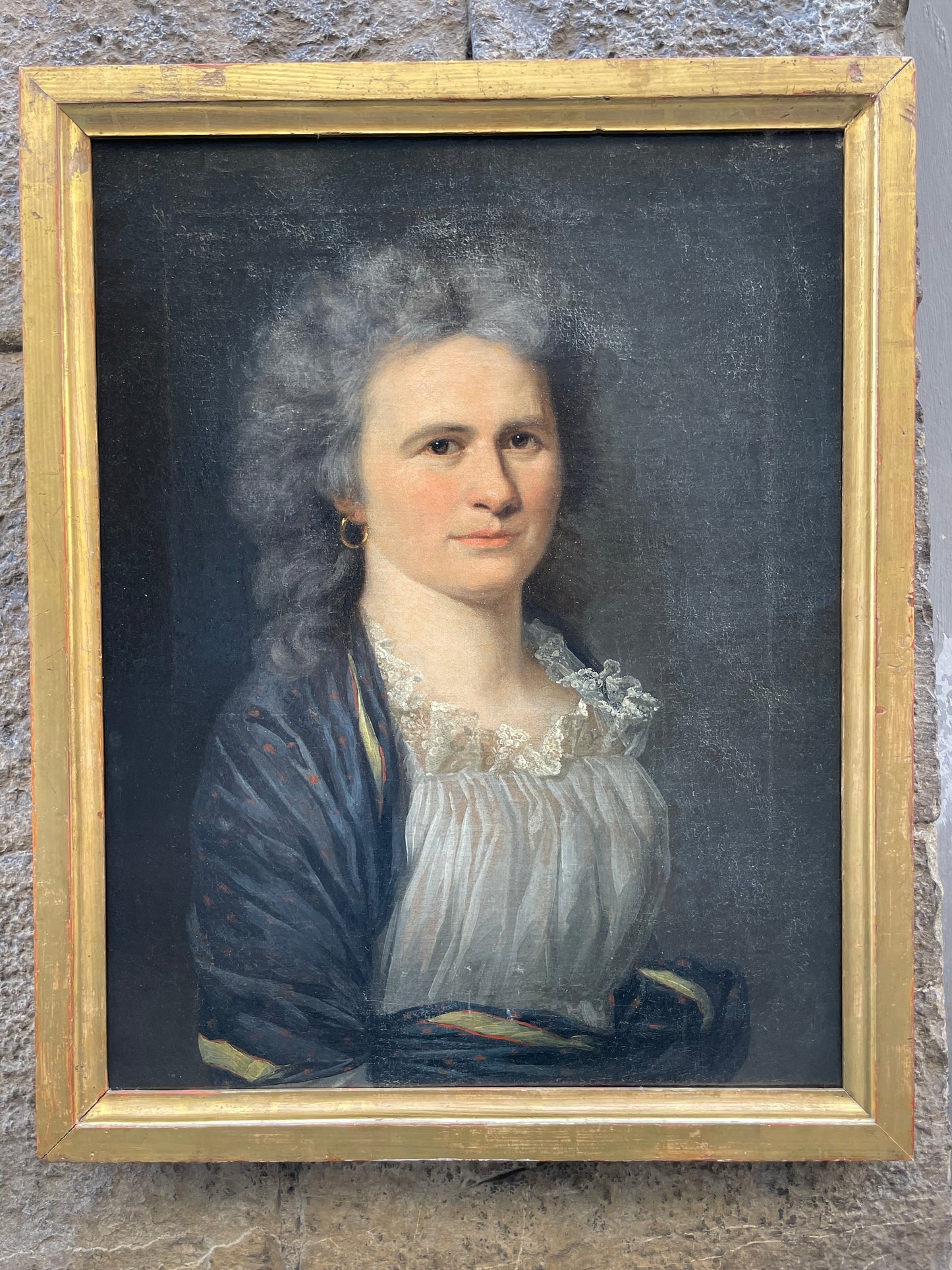 Neoclassical Female Portrait. Chemise à La Reine And Shawl. German Context, Circa 1790