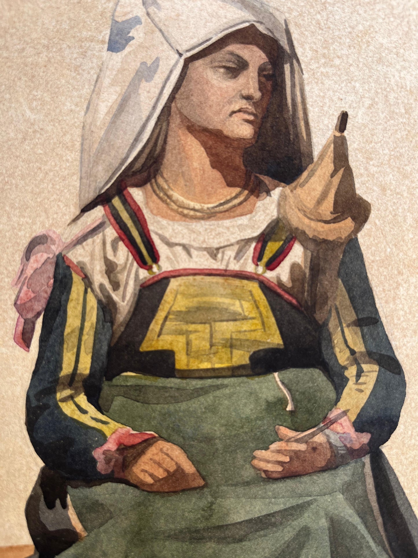 Donna italiana in costume della Ciociaria o d’Abruzzo, con fuso, XIX secolo

Acquerello