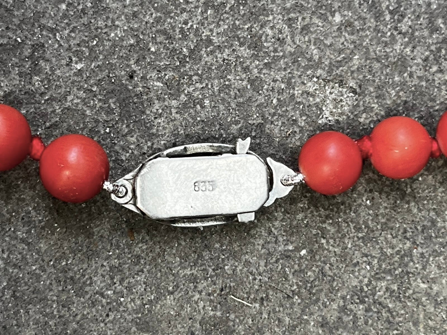 Natural Coral Necklace, Mid 20th Century with Art Deco Silver Clasp