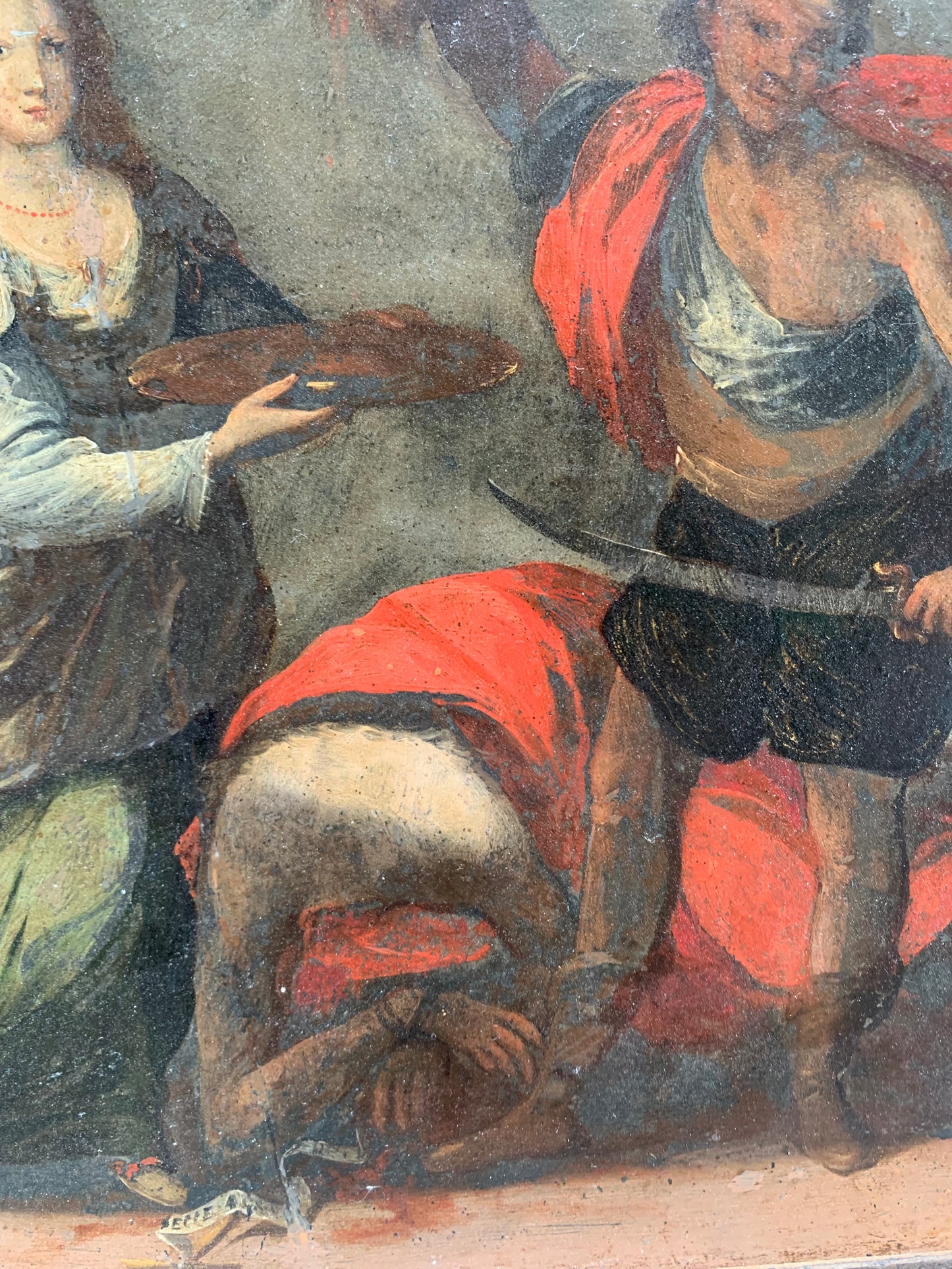 Painting on stone (slate), 17th century: The Beheading of Saint John the Baptist