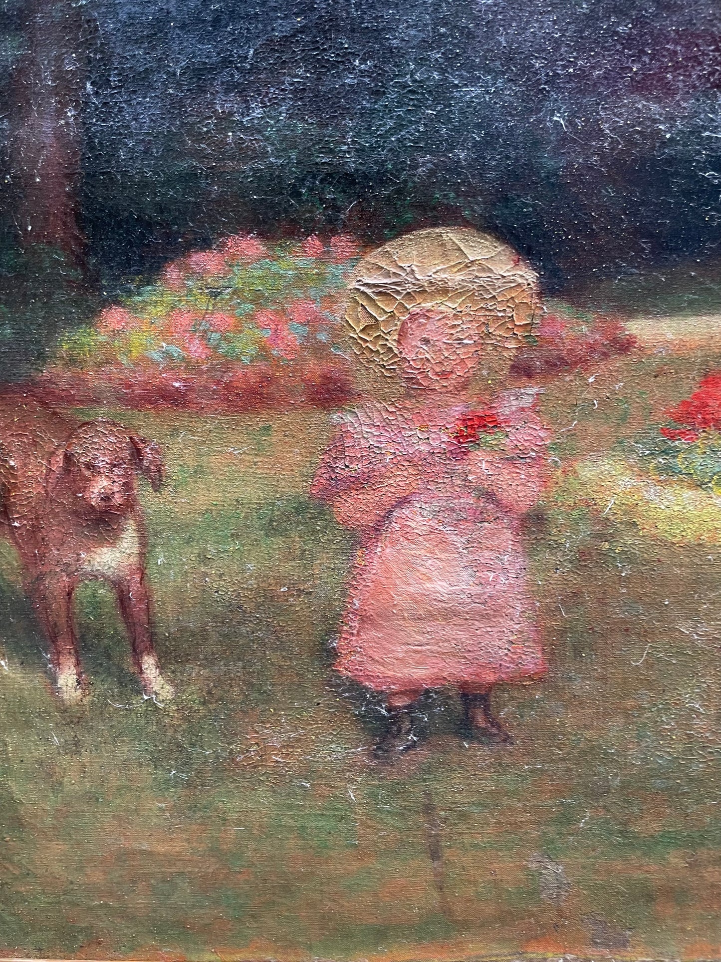 Ernest Rouart (1874–1942), Girl with a dog 60x50 cm, French Impressionist in the Degas–Manet circle