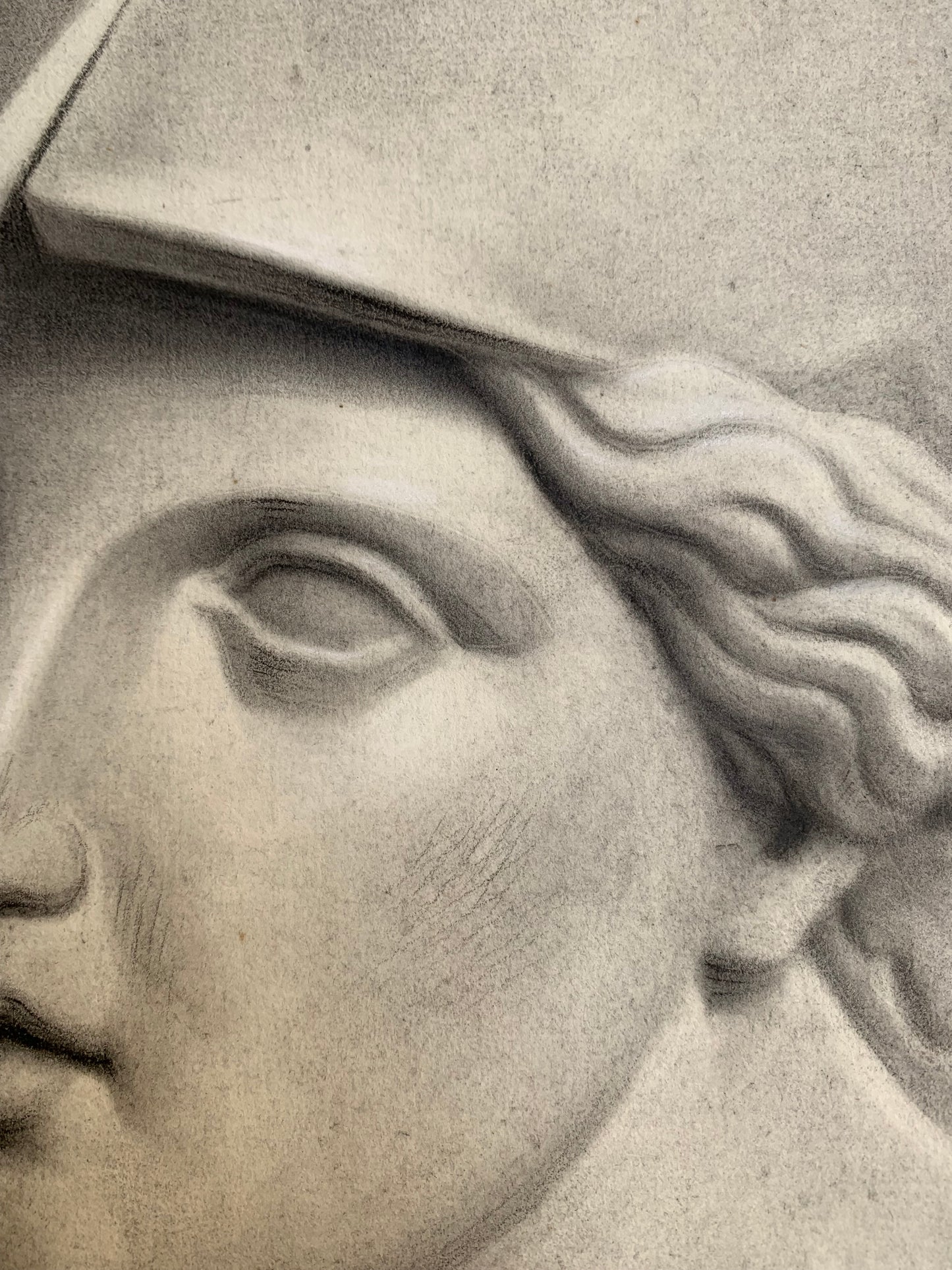 Study Of The Bust Of Pallas Athena. 19th Century Academic Drawing