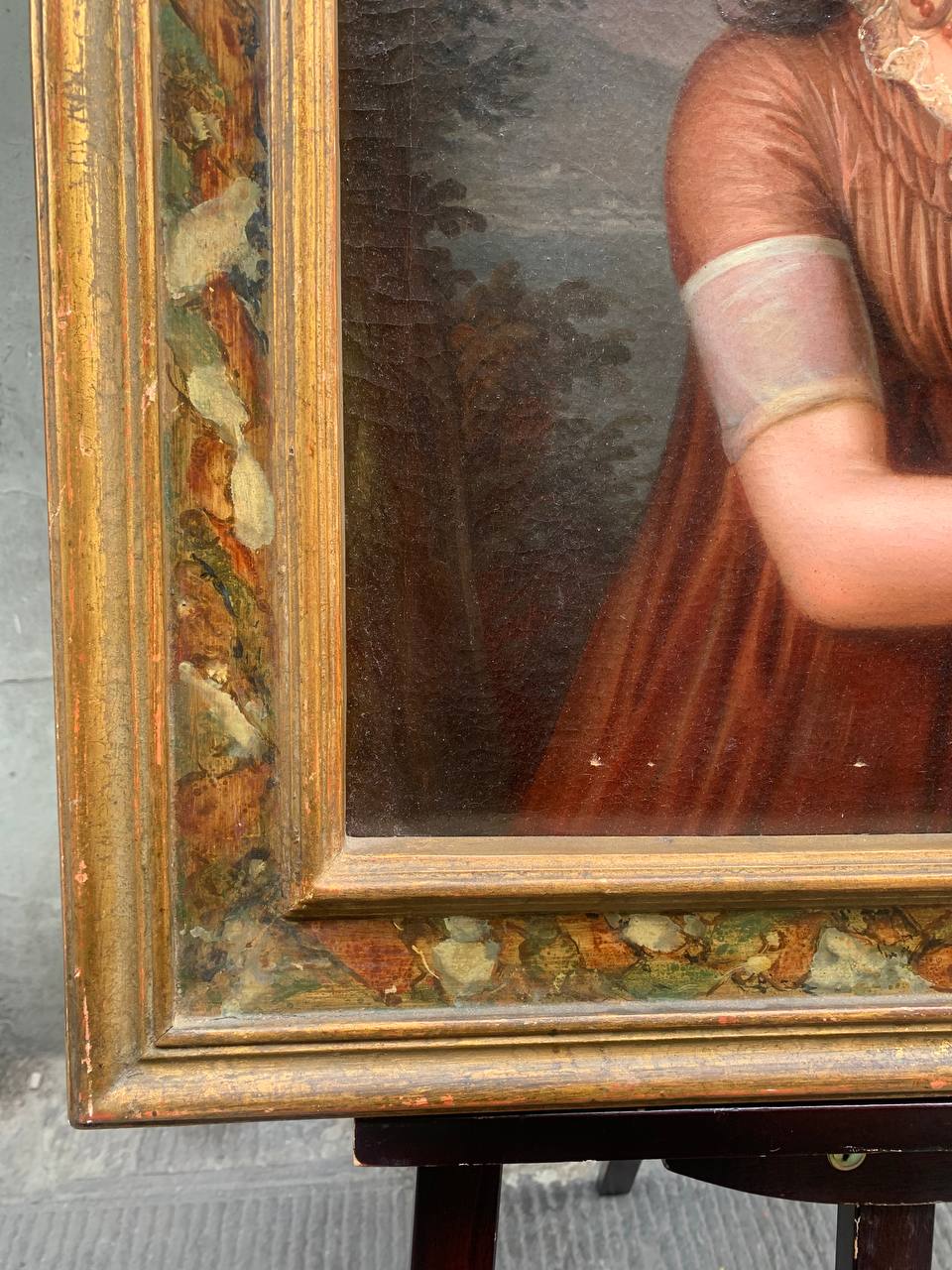 Portrait of a Young Girl with a Basket of Flowers and Coral Necklace, with the Bay of Naples in the Background