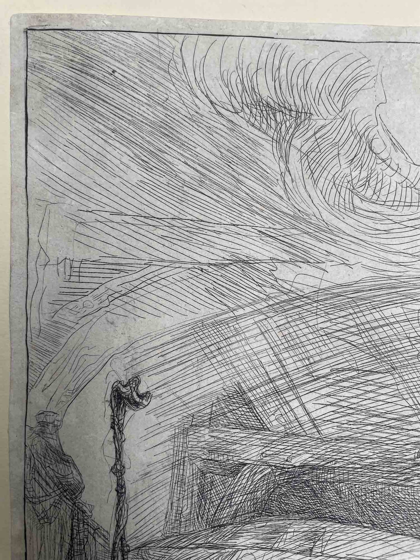 Rembrandt van Rijn, Il transito della Madonna, incisione antica, lastra del 1639, terzo stato.