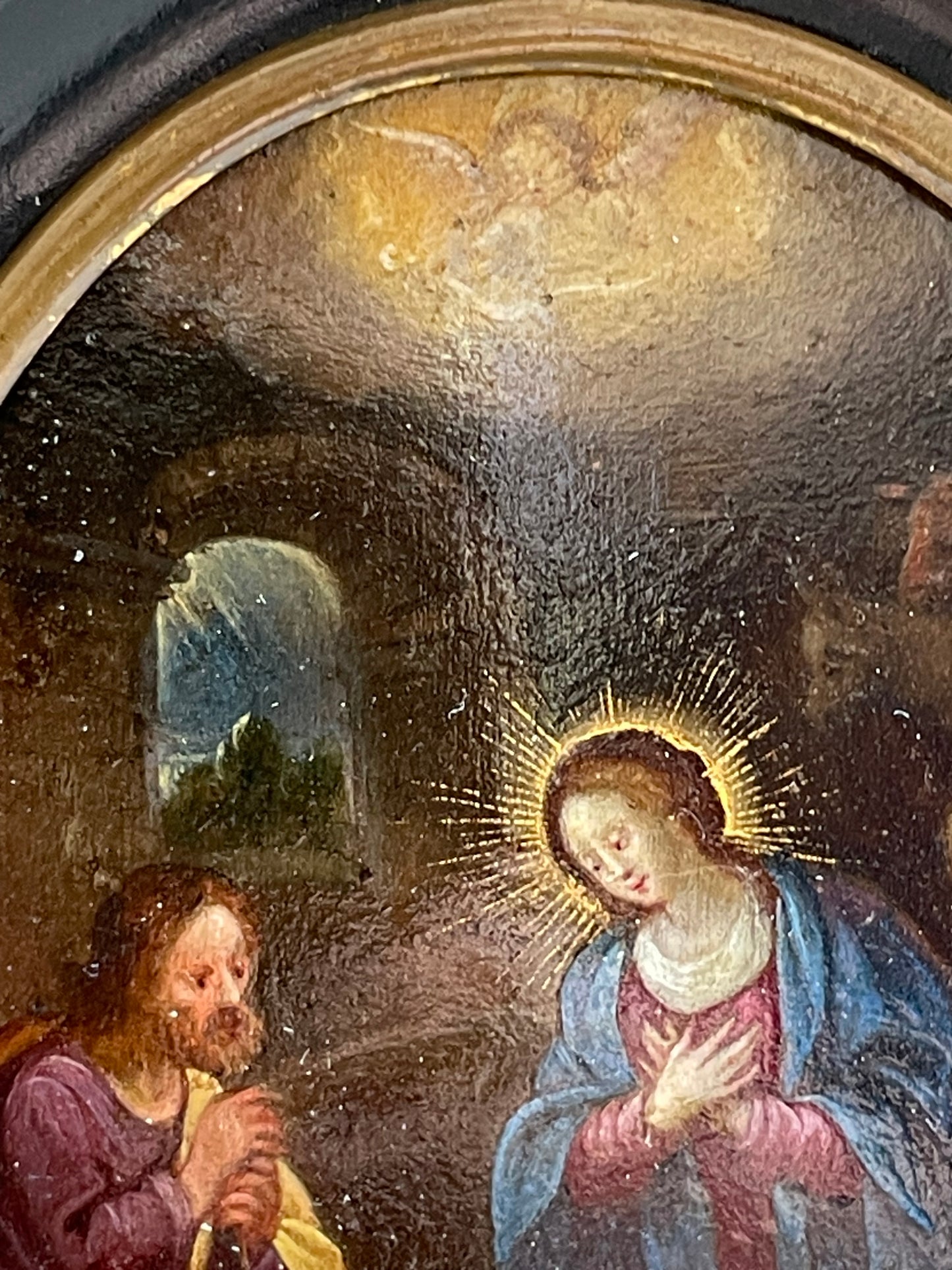 Reserved adorazione dei pastori. Scuola fiamminga, XVII secolo. Olio su rame