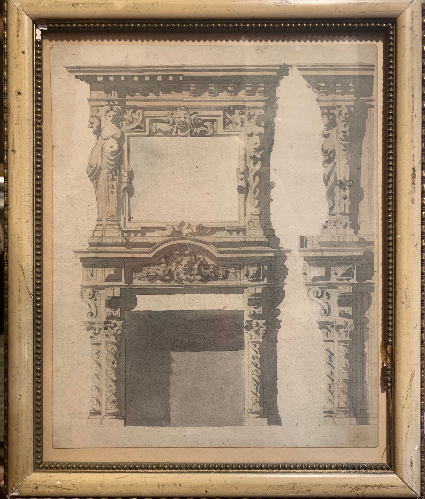 Architectural sketch, project for a fireplace. second half of the 19th century.