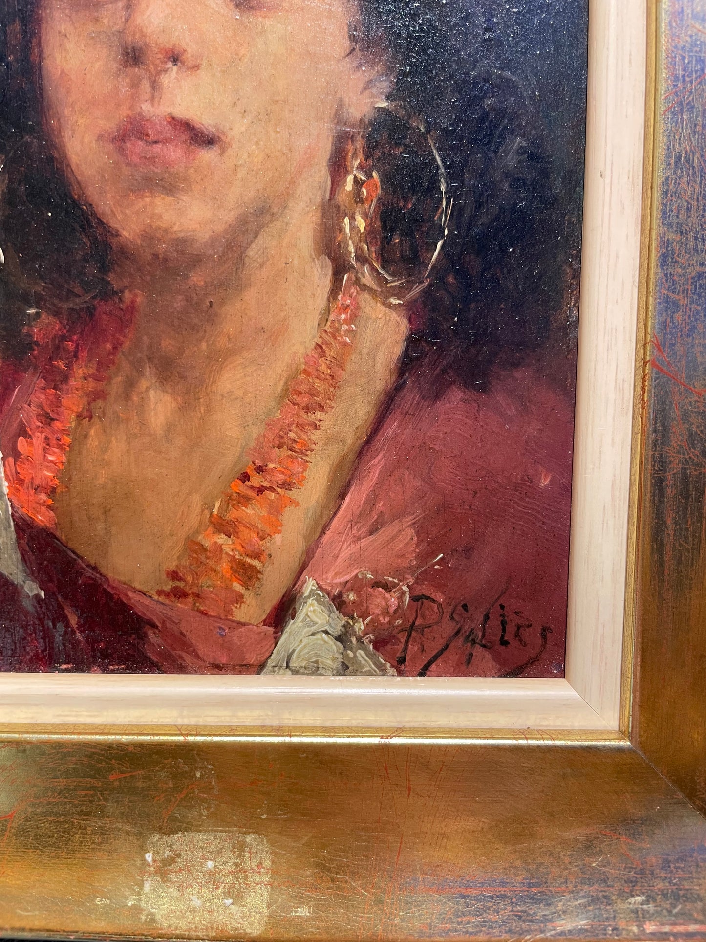 Ritratto di giovane algerina. Pittore orientalista Pierre Alexandre Salles (Algeria 1867 - Algeri 1915)