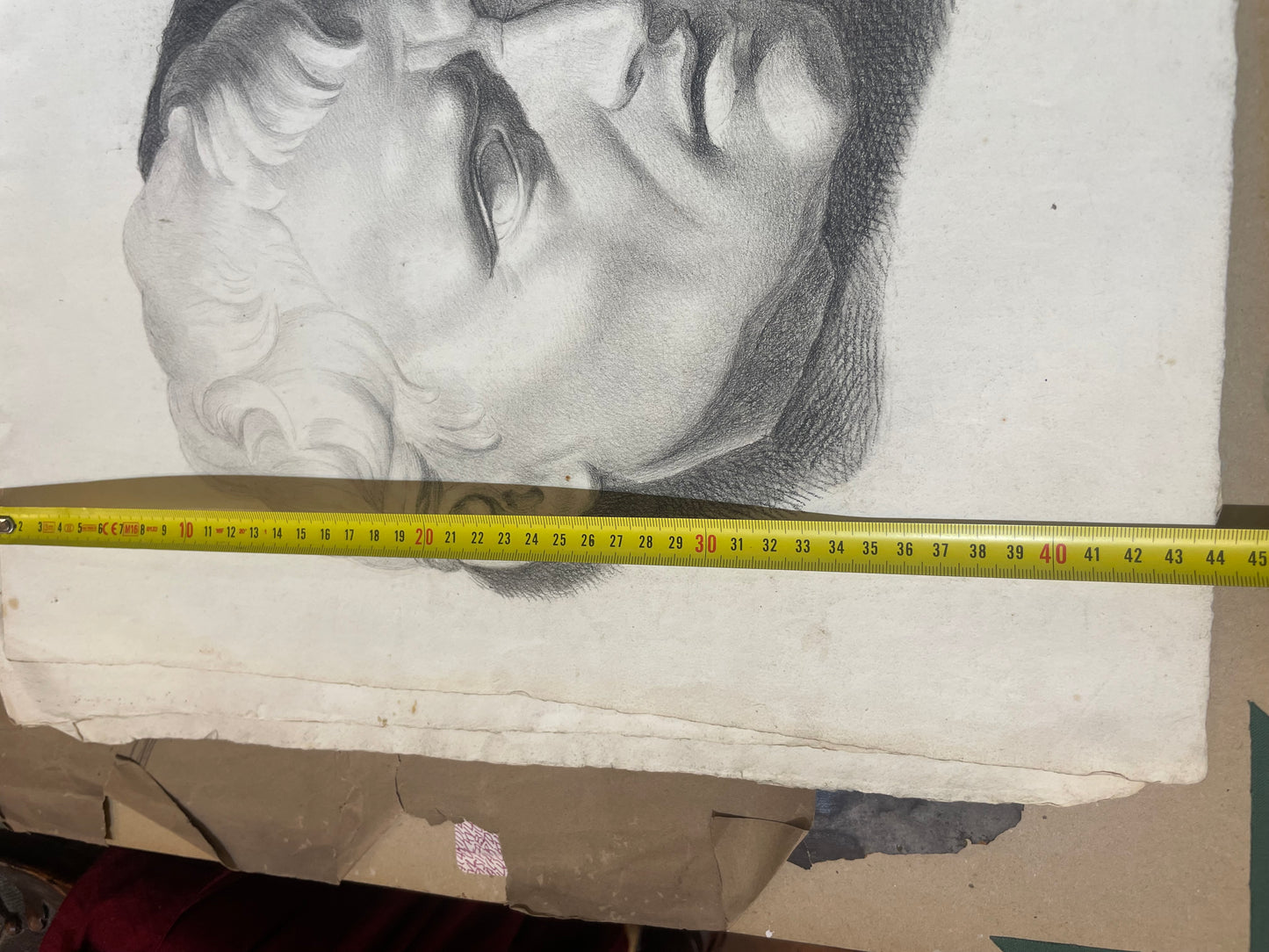 Academic Study of the Roman Bust, Tuscan School, 44 × 34 cm