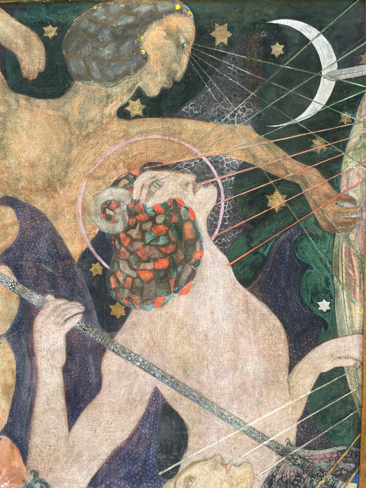Vladimir Polunin (1880–1957) – Frammento teatrale e figura femminile, dipinto sui due lati