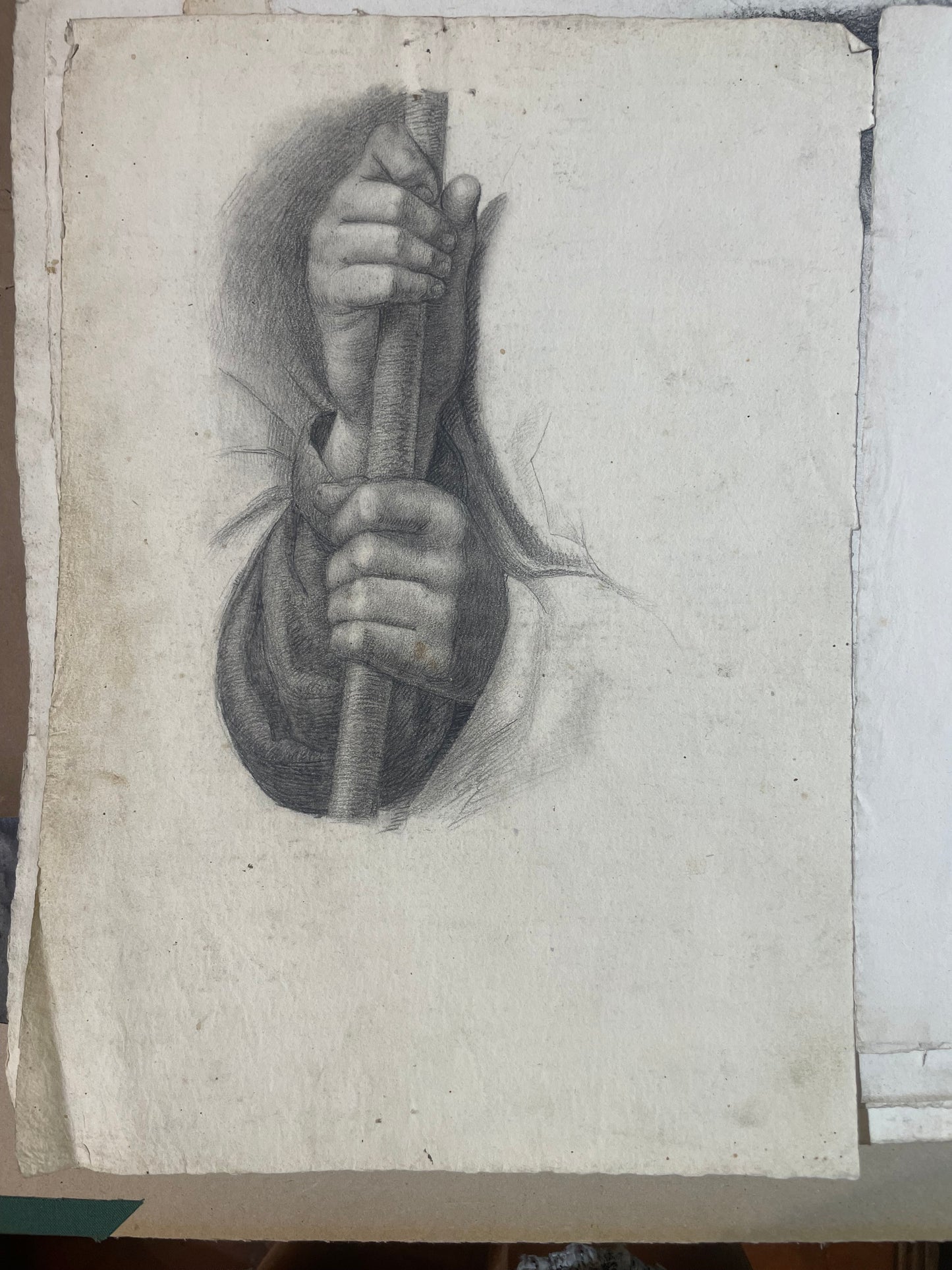 Academic Study of Hands Holding a Staff, Tuscan School, 32 × 23 cm