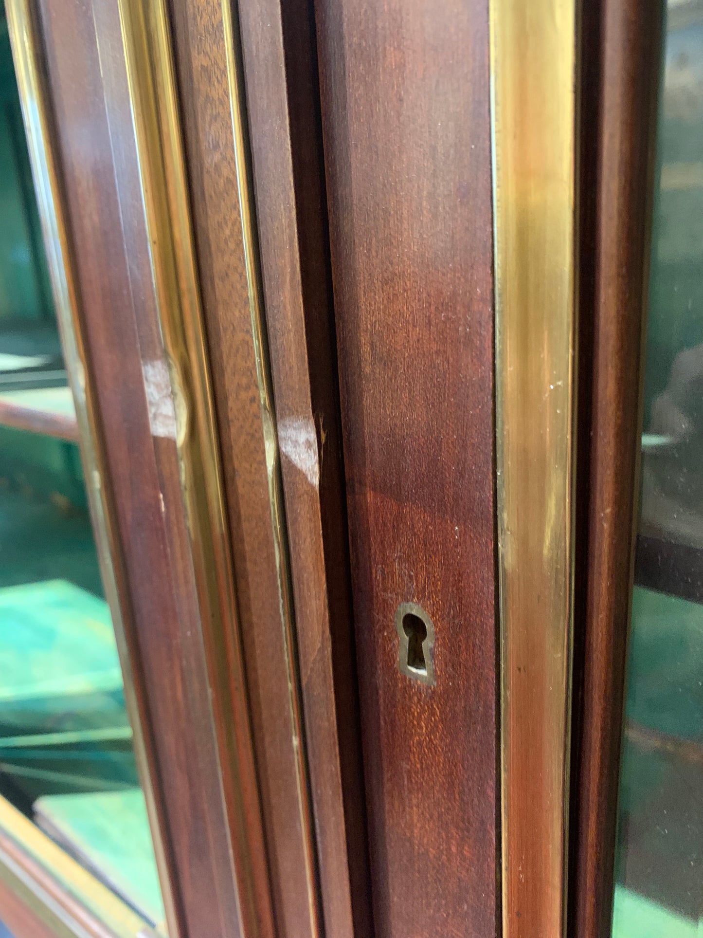 Mahogany Display Cabinet with Neoclassical Bronze Elements: Late 19th Century